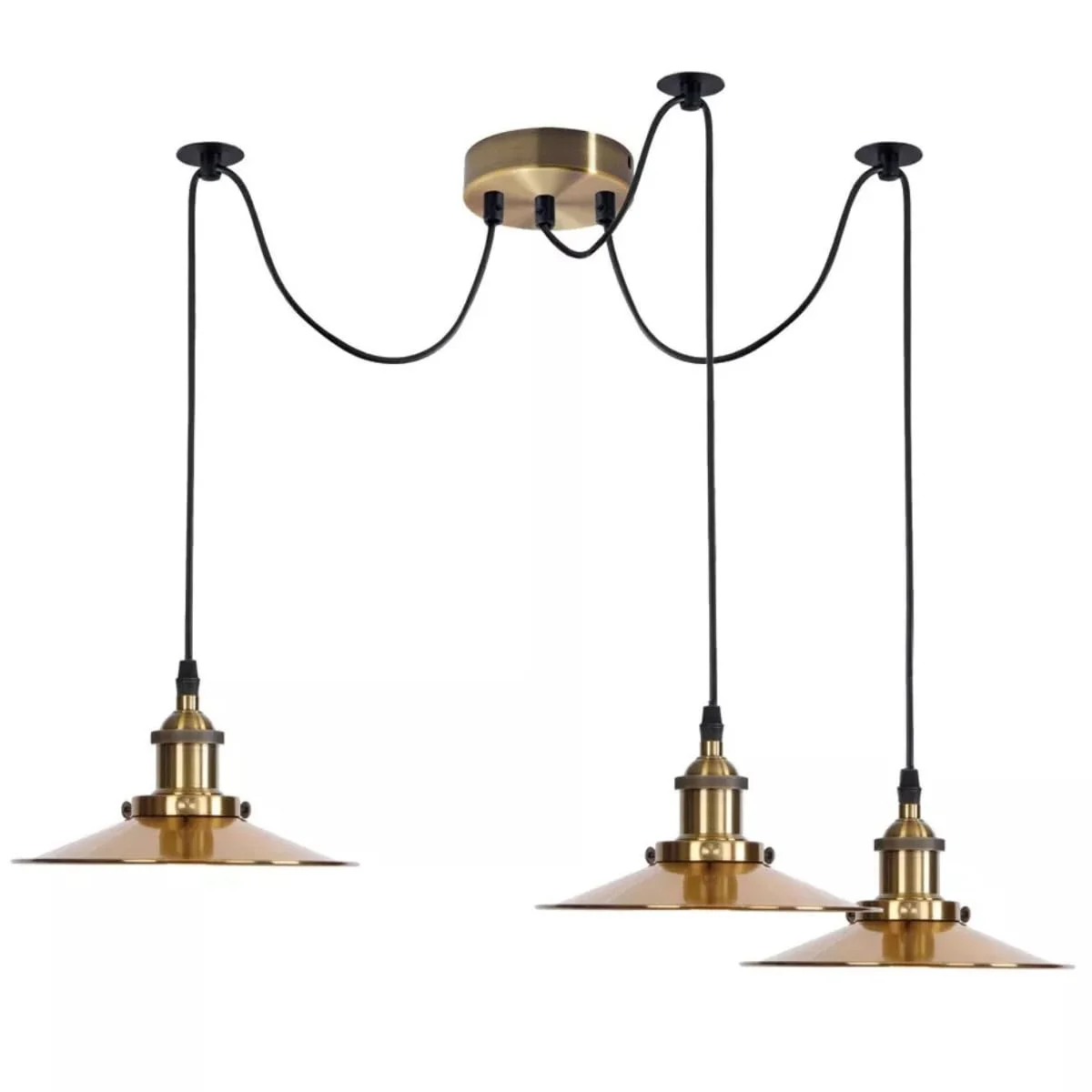 Vintage metal Edison style ceiling light with adjustable length and industrial filament bulb design, mounted on ceiling.