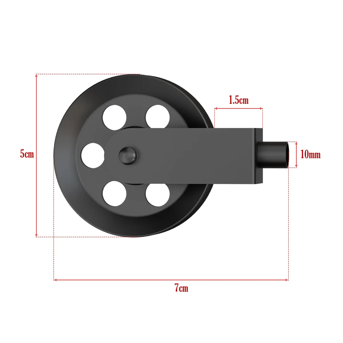 Black adjustable pendant light pulley wheel mounted on wall showing metal construction and mounting screws