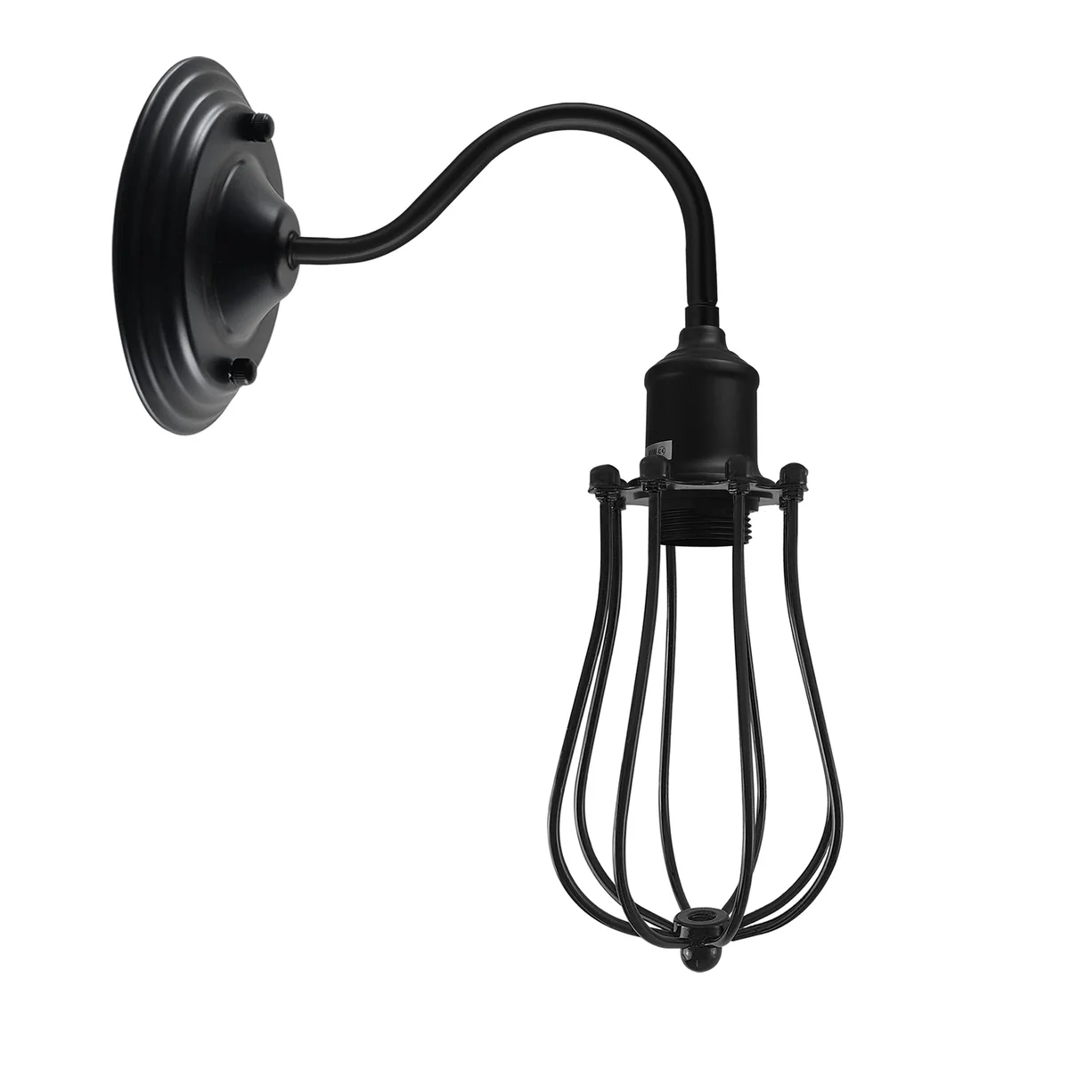 Vintage metal indoor dome wall light with curved shade and swan neck arm, wall mounted for ambient lighting