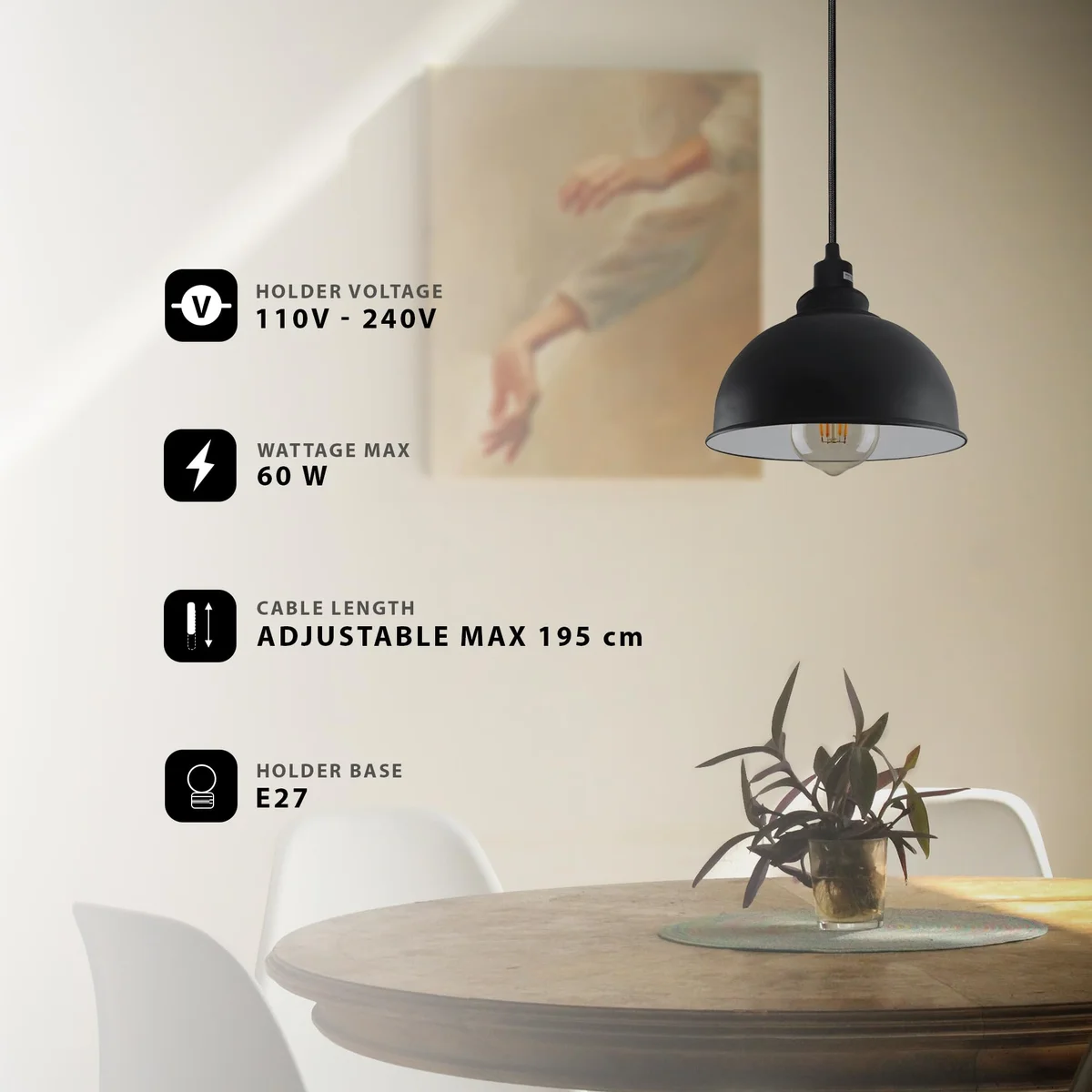 Adjustable ceiling pendant light with colourful hand-cut stained glass mosaic shade and raindrop design hanging from metal chain