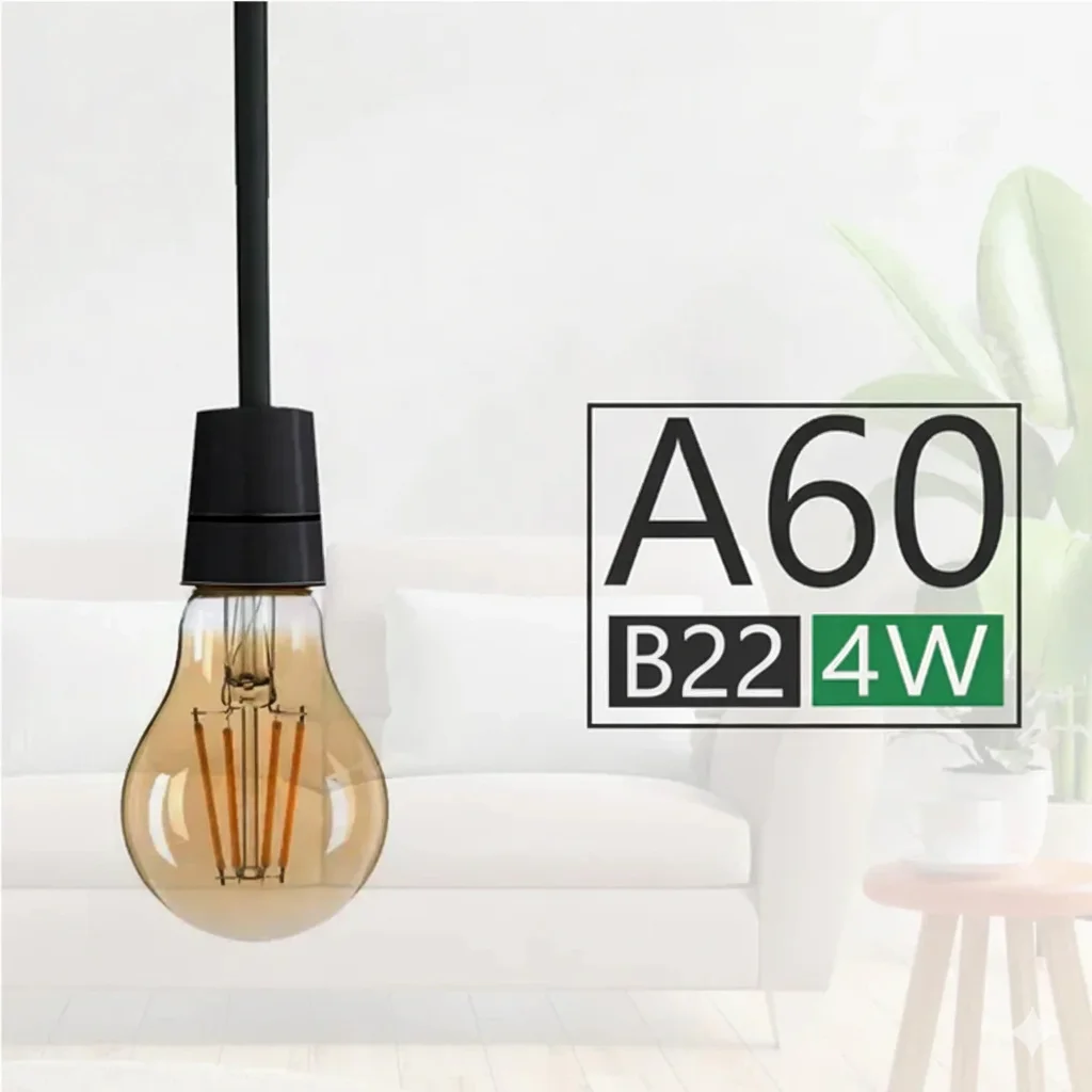 Single B22 LED filament bulb with vintage Edison style, amber glass, and warm white light, ideal for indoor use.