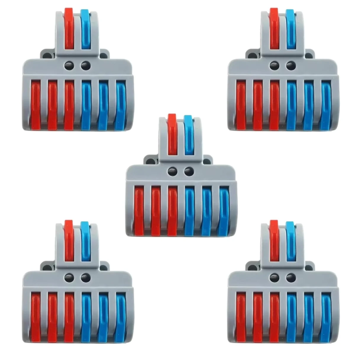Compact 8-way 22 amp wire connector with PVC exterior and copper internal springs for secure electrical connections