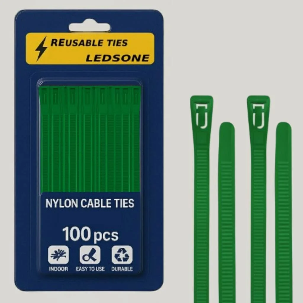 Bundle of 100 heavy duty 350x7.2mm releasable cable ties made from durable UV resistant nylon material