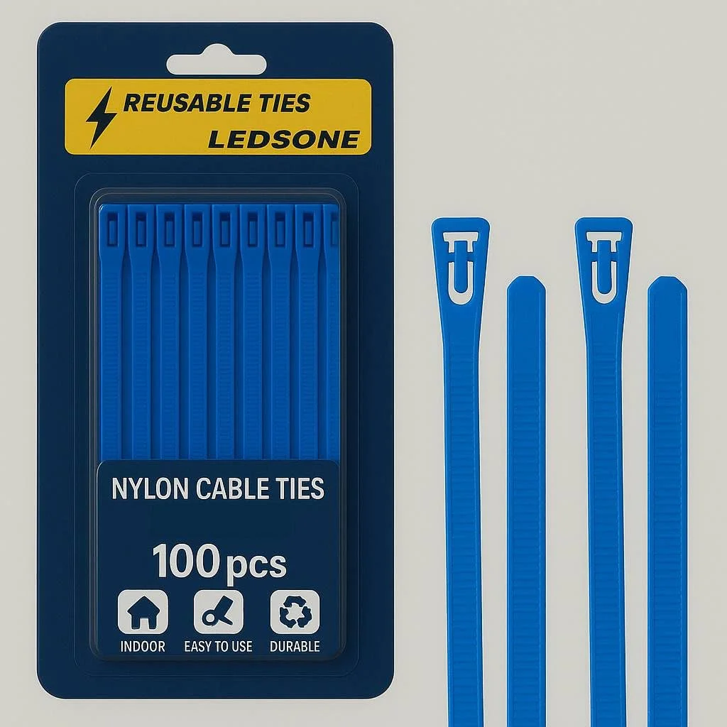 Bundle of 100 black heavy duty reusable cable ties 450mm long with hook and loop fastener for easy reuse