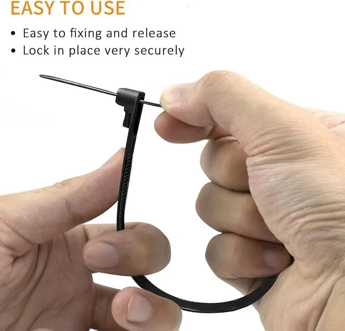 Bundle of 100 black reusable cable ties made from nylon with hook and loop fastener, 10 inches long each