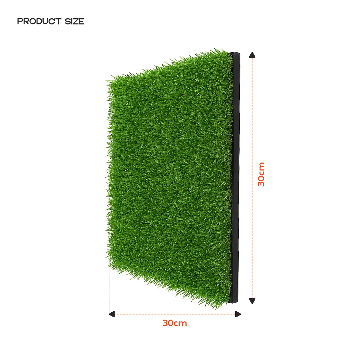 Six 30 cm grass tiles arranged in a square showing lush, green artificial grass with 25 mm height blades