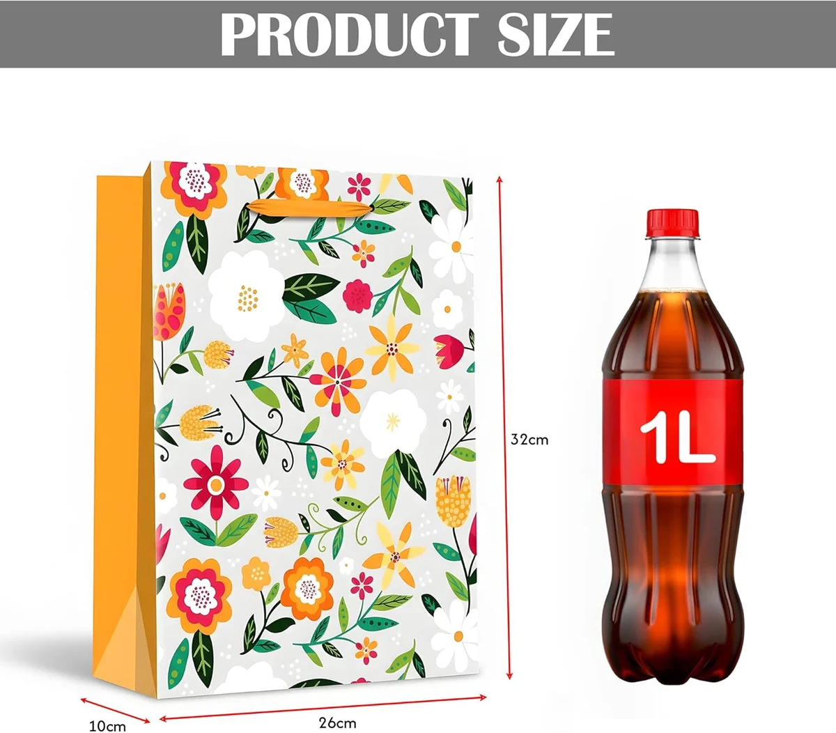 Set of 12 assorted gift bags in medium, small, and large sizes with matte finish and reinforced paper handles