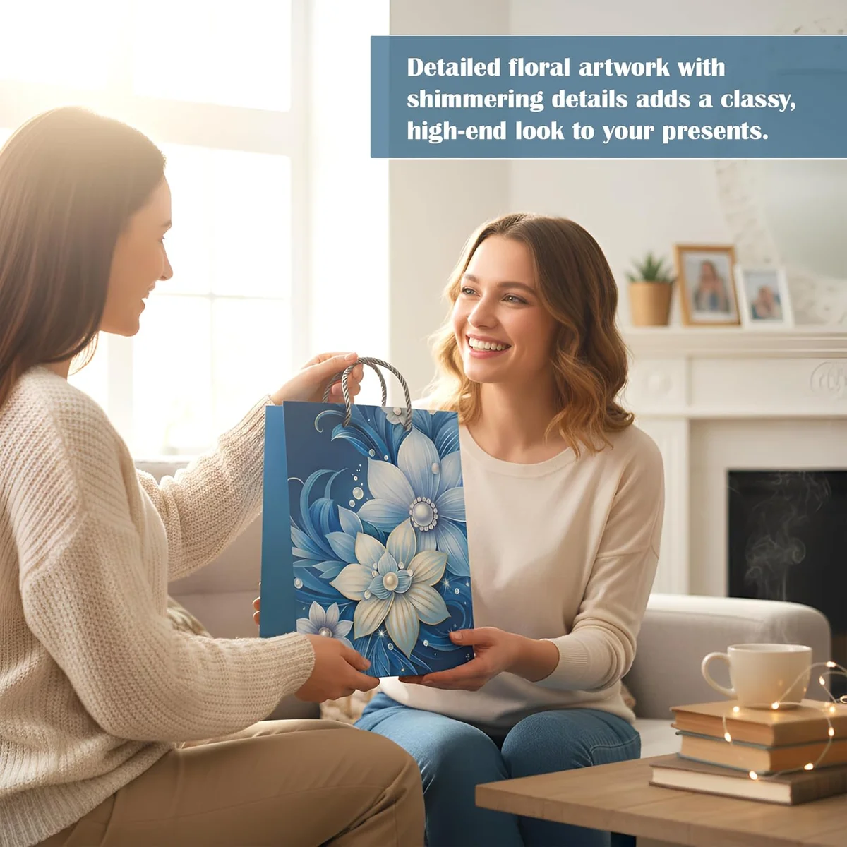 Set of 12 assorted gift bags in matte finish with reinforced handles, in medium, small, and large sizes