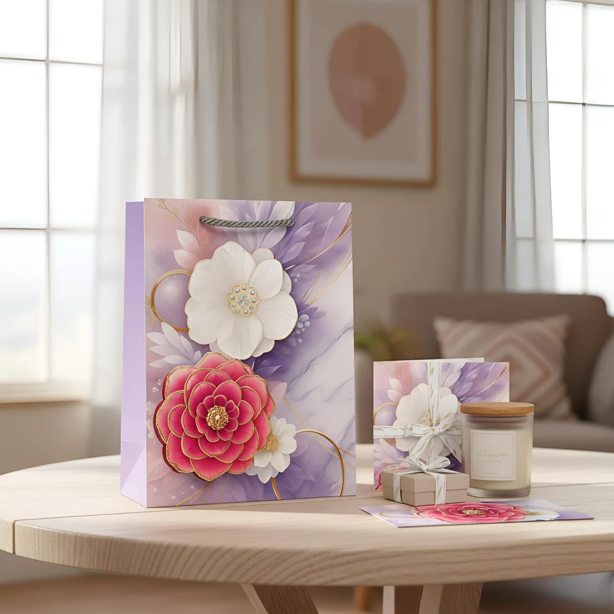 Assorted medium, small, and large luxury gift bags with matte finish and reinforced handles in assorted colours, pack of 12