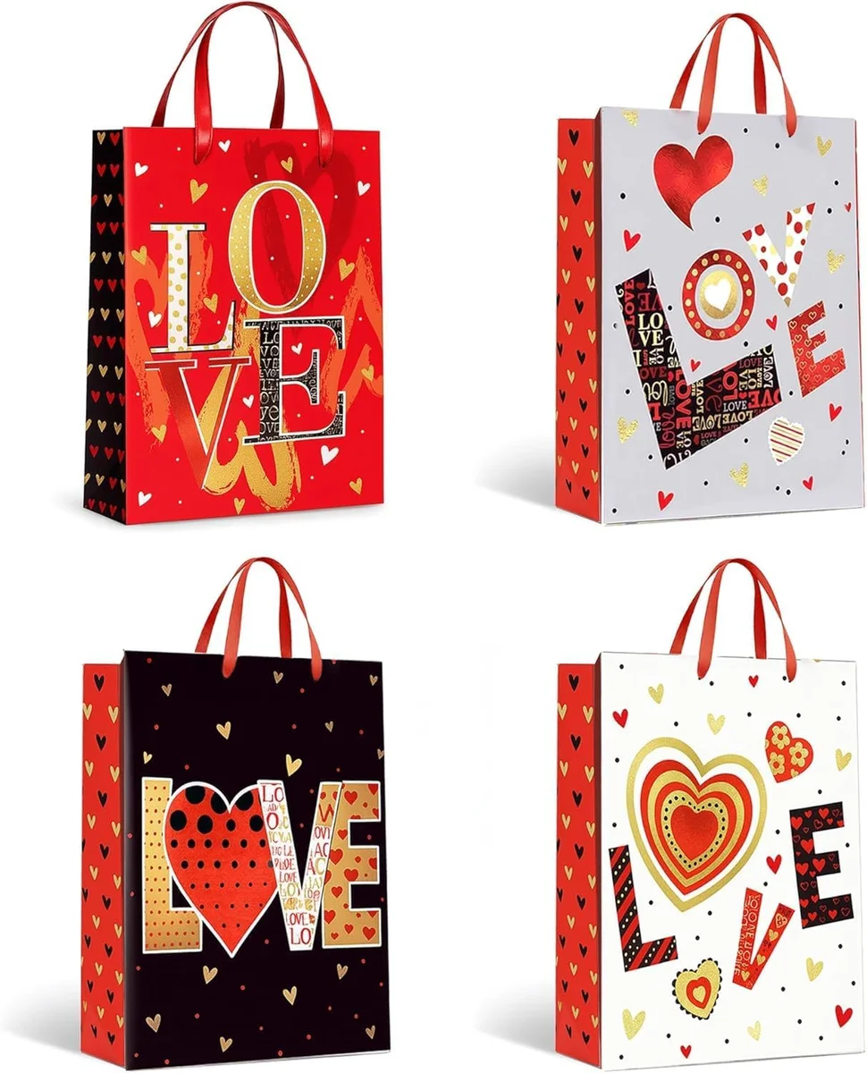 Set of 12 assorted luxury gift bags with matte finish and reinforced handles in various sizes and colors