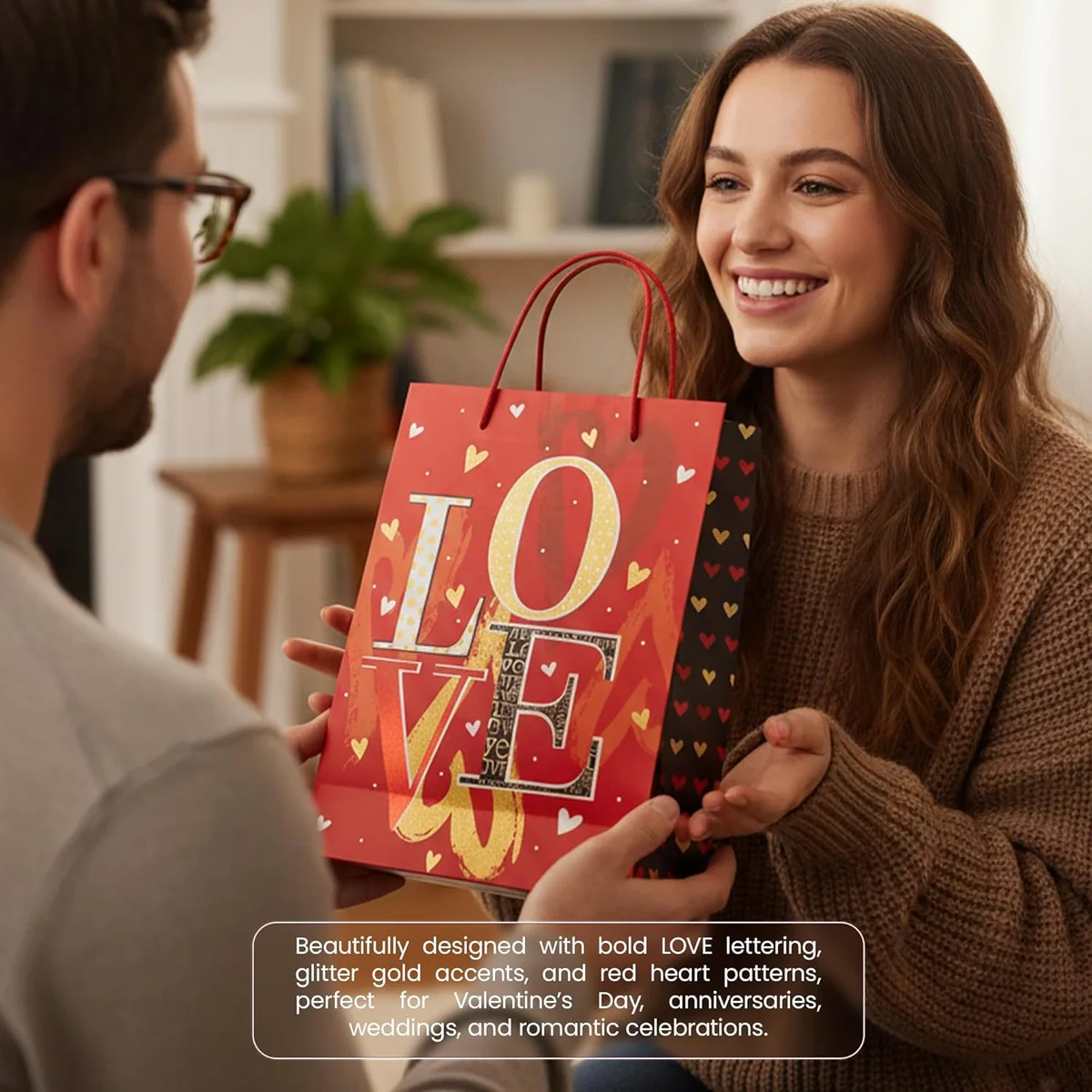 Set of 12 luxury gift bags in assorted gift bag sizes with matte finish and reinforced paper handles in various colours