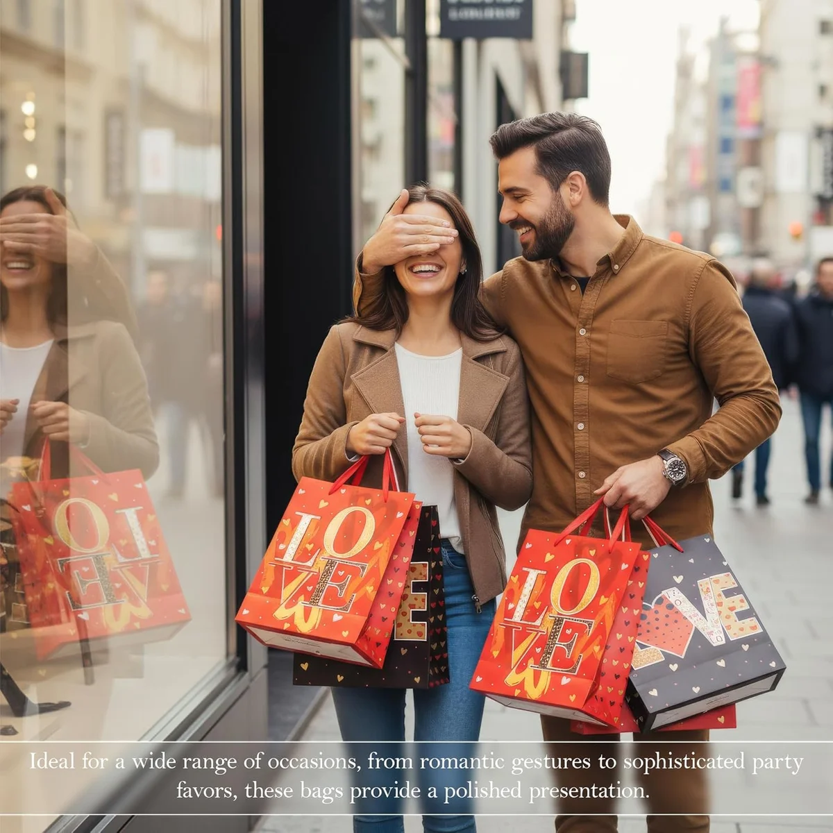 Assorted luxury gift bags in medium, small, and large sizes with matte finish and reinforced paper handles