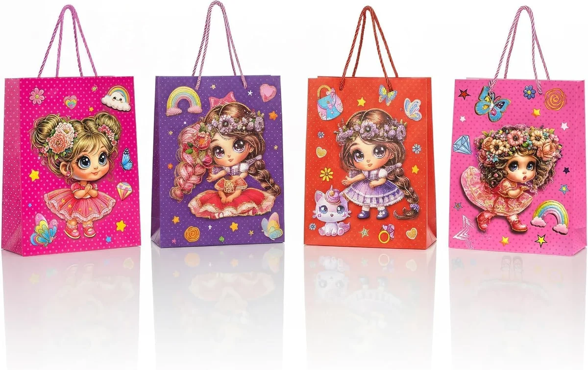 Set of 12 assorted luxury gift bags in various sizes with matte finish and reinforced paper handles for presents and occasions