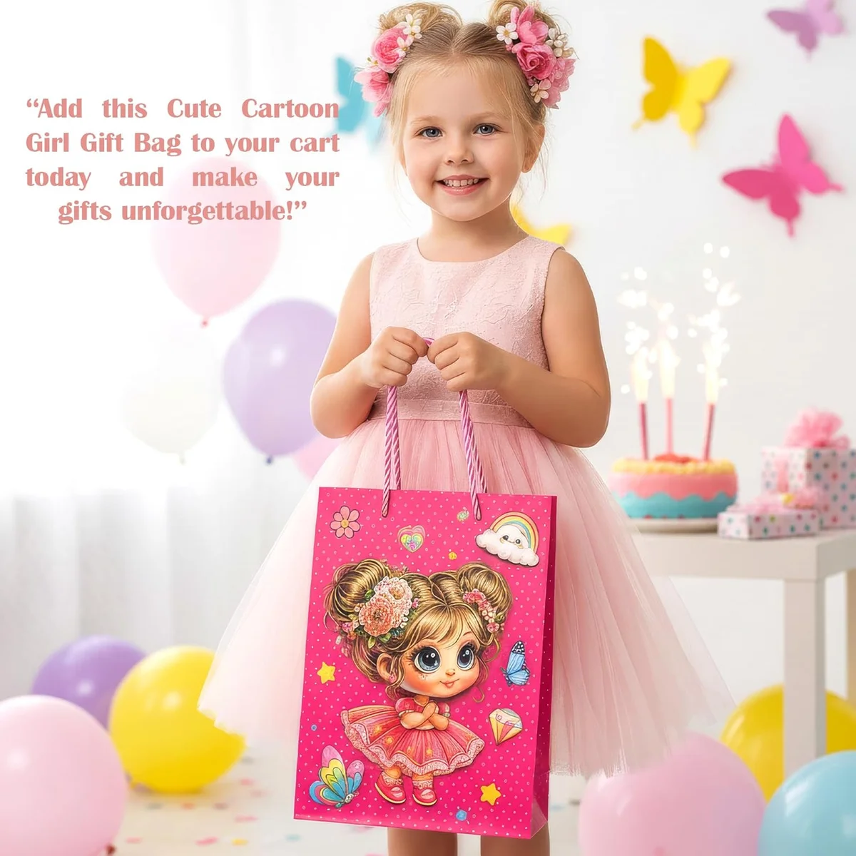 Assorted sized kraft paper gift bags with reinforced handles in various matte colours, arranged in a group of 12