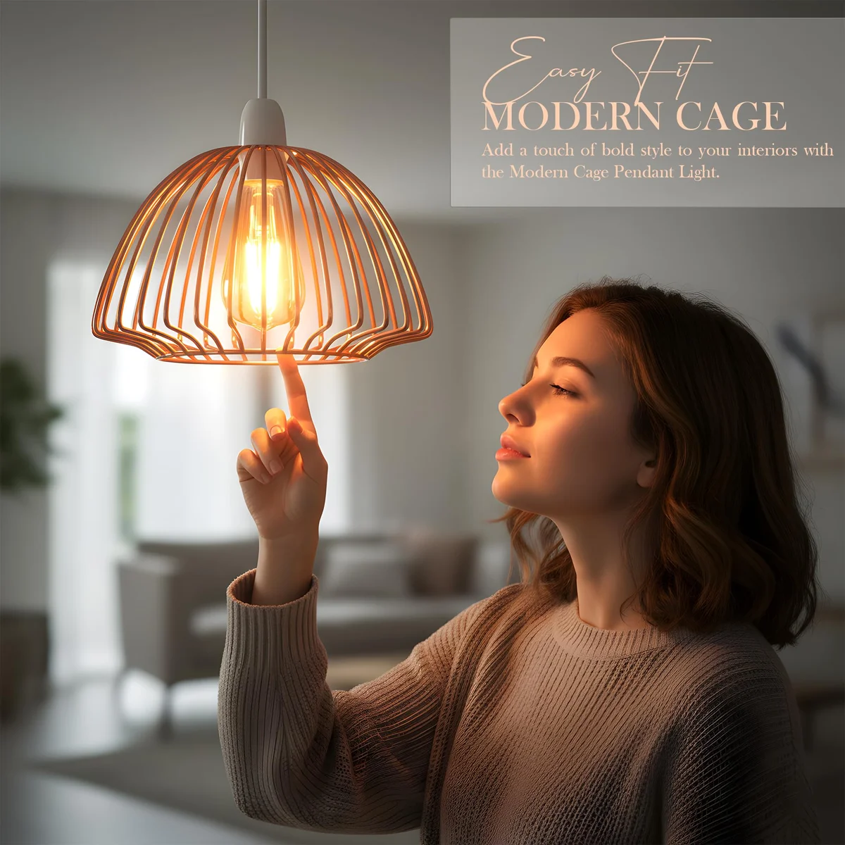 Black modern metal pendant lampshade with cage design and E27 lamp base for ceiling light fixtures