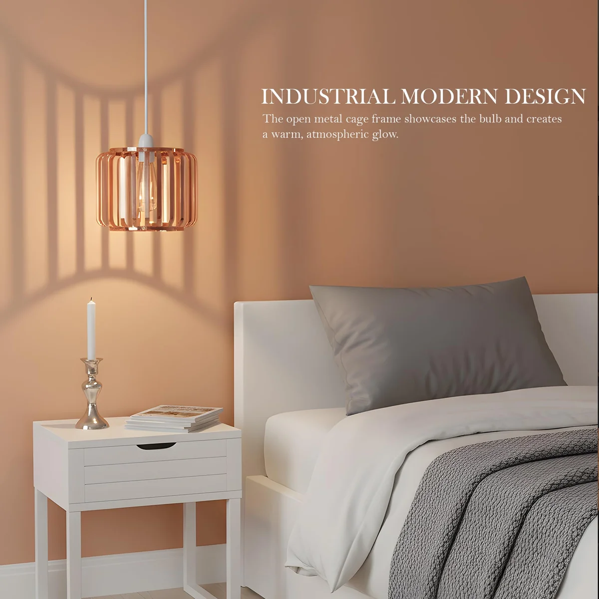 Black modern metal cage ceiling light lampshade with E27 base, shown hanging against a white background