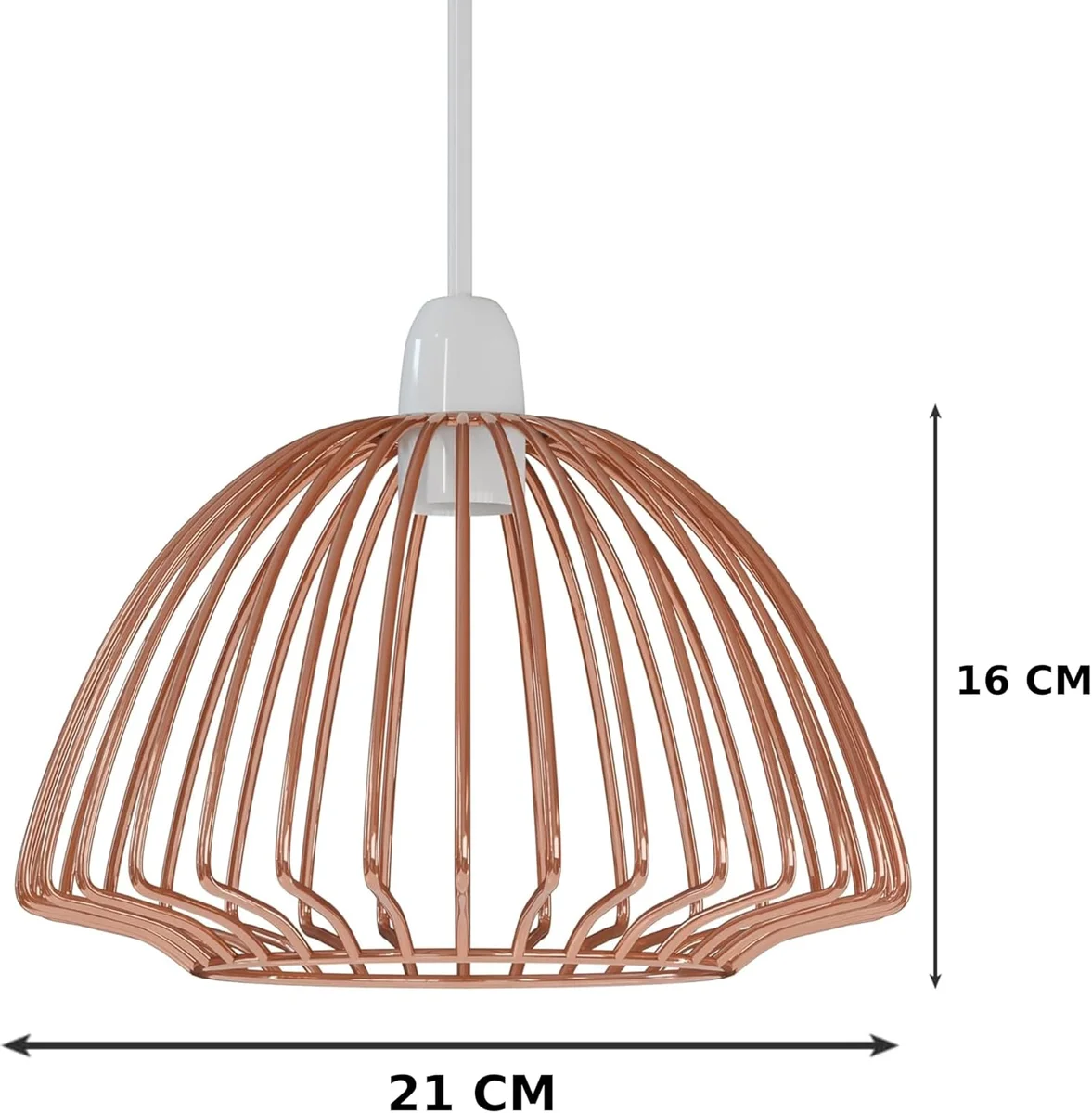 Black modern metal pendant lampshade with cage design for ceiling light, compatible with E27 bulbs, shown hanging