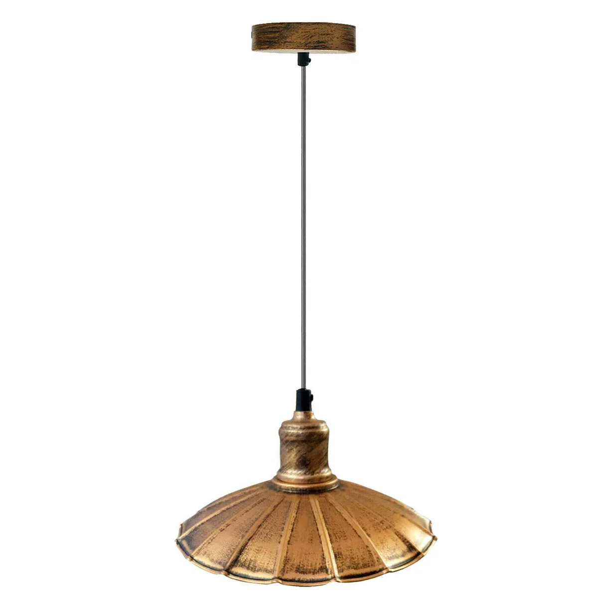Retro vintage metal ceiling lamp with a 22cm shade and 100cm base, matt finish, industrial style pendant light fitting