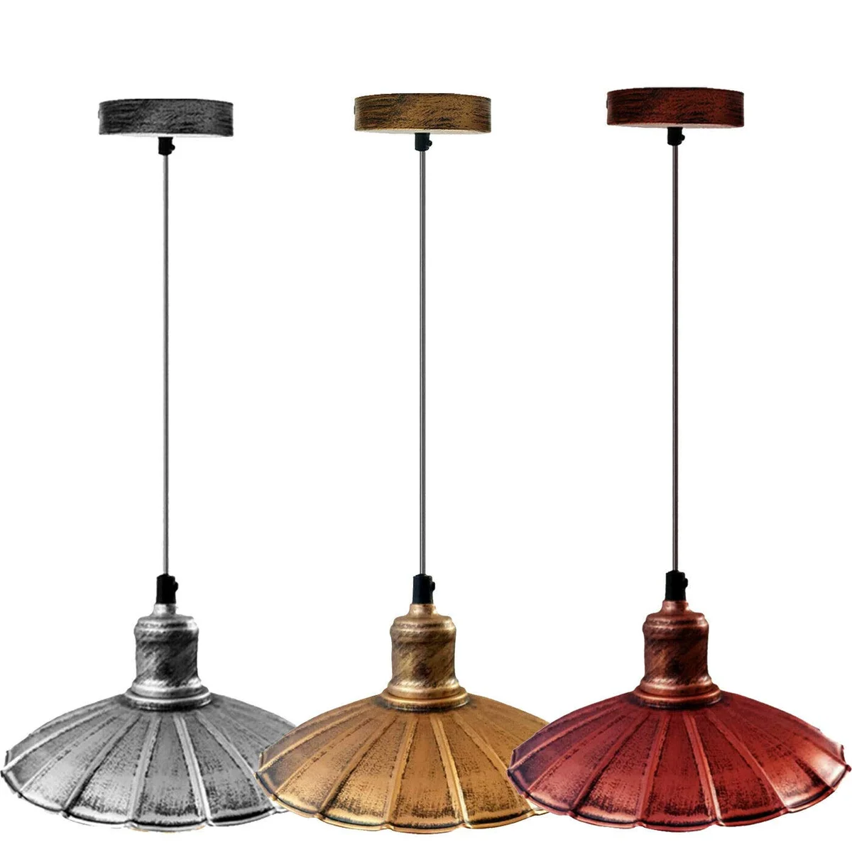 Retro vintage lighting pendant with elegant matt metal finish, 22cm shade, perfect for modern vintage lighting decor