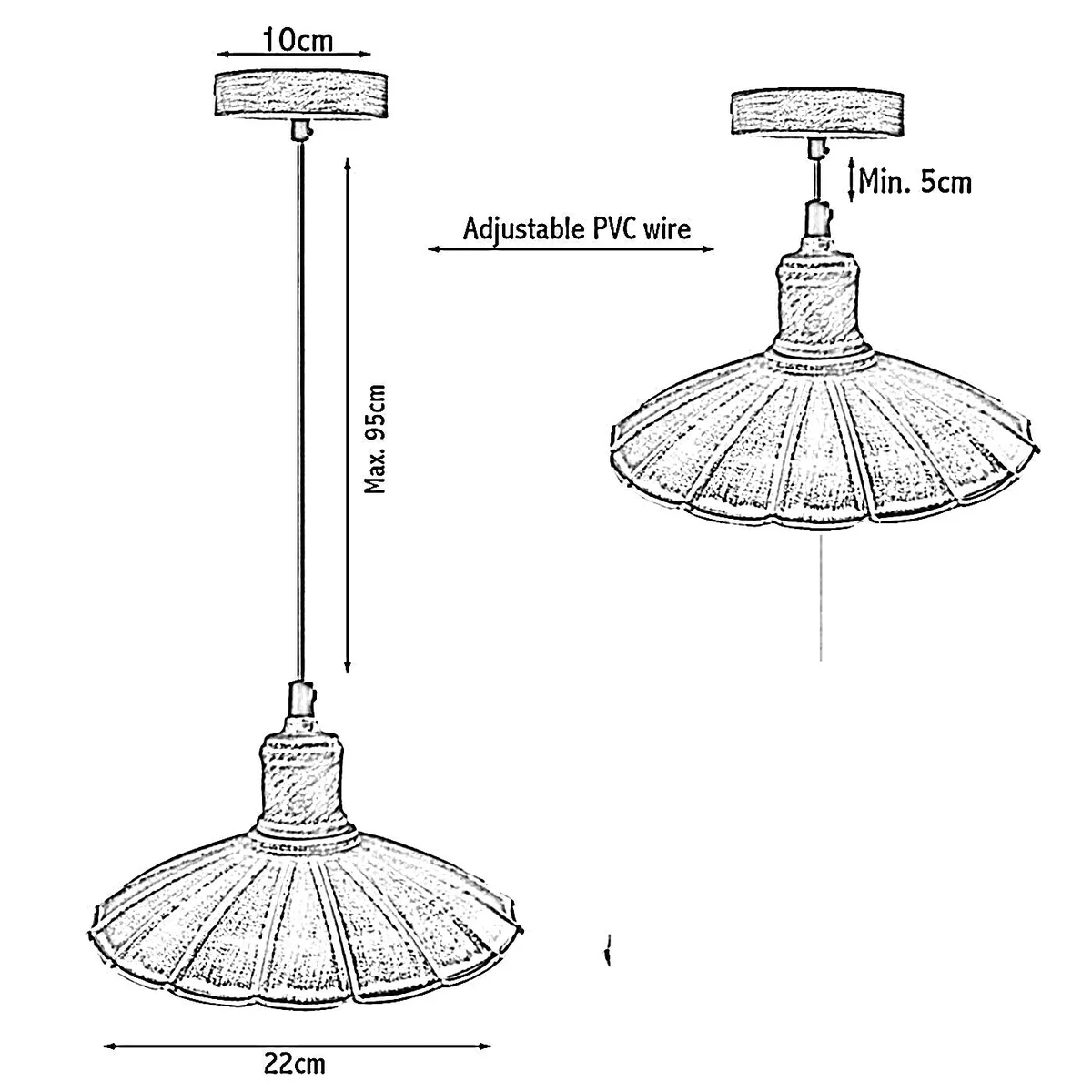 Retro vintage ceiling pendant light with metal shade and matt finish, ideal for modern or vintage home decor