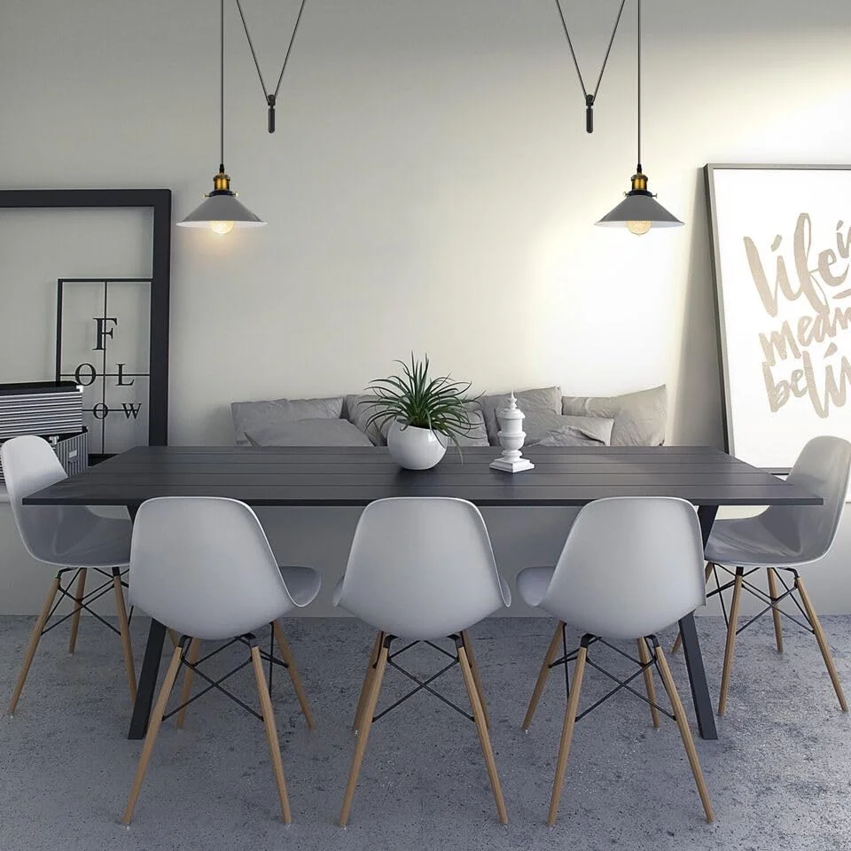 Industrial retro style metal pendant lighting with cone shade, 22cm diameter, hanging from 200cm PVC cable