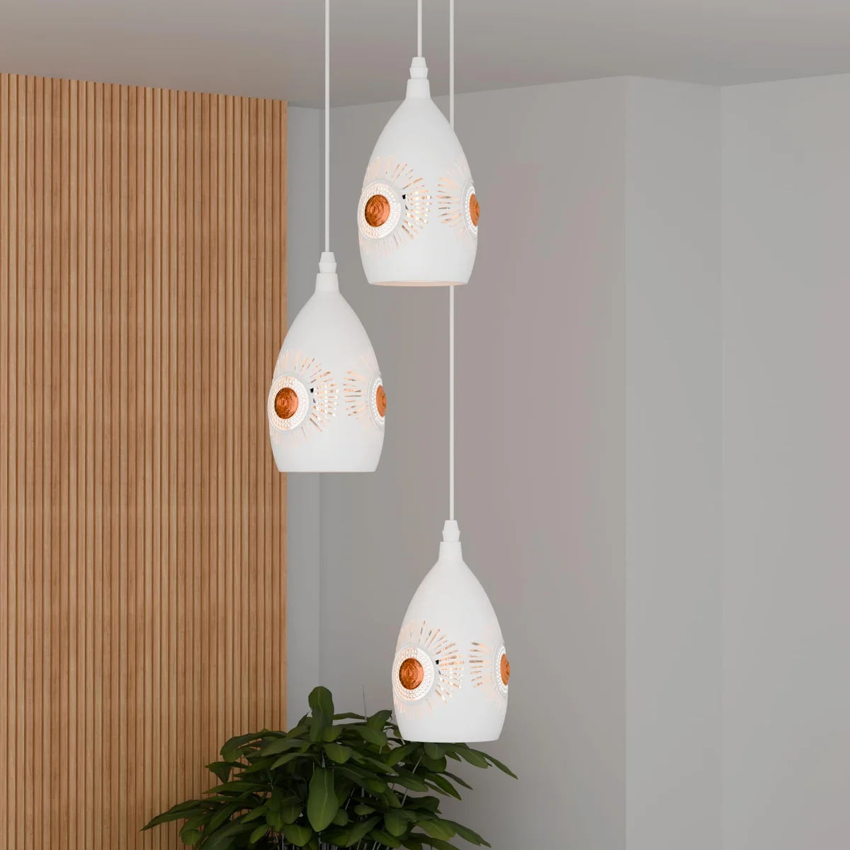 Vintage industrial adjustable pendant light with golden accents hanging from a 95cm adjustable suspension cable