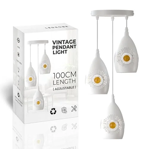 Vintage metal industrial ceiling light with adjustable suspension and golden accents, suitable for E27 bulbs, indoor use.