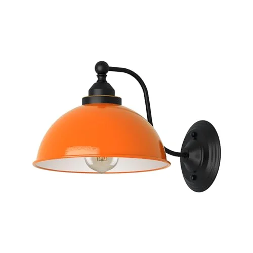 Vintage industrial wall light with curved swan neck arm and black metal dome shade for indoor mounting