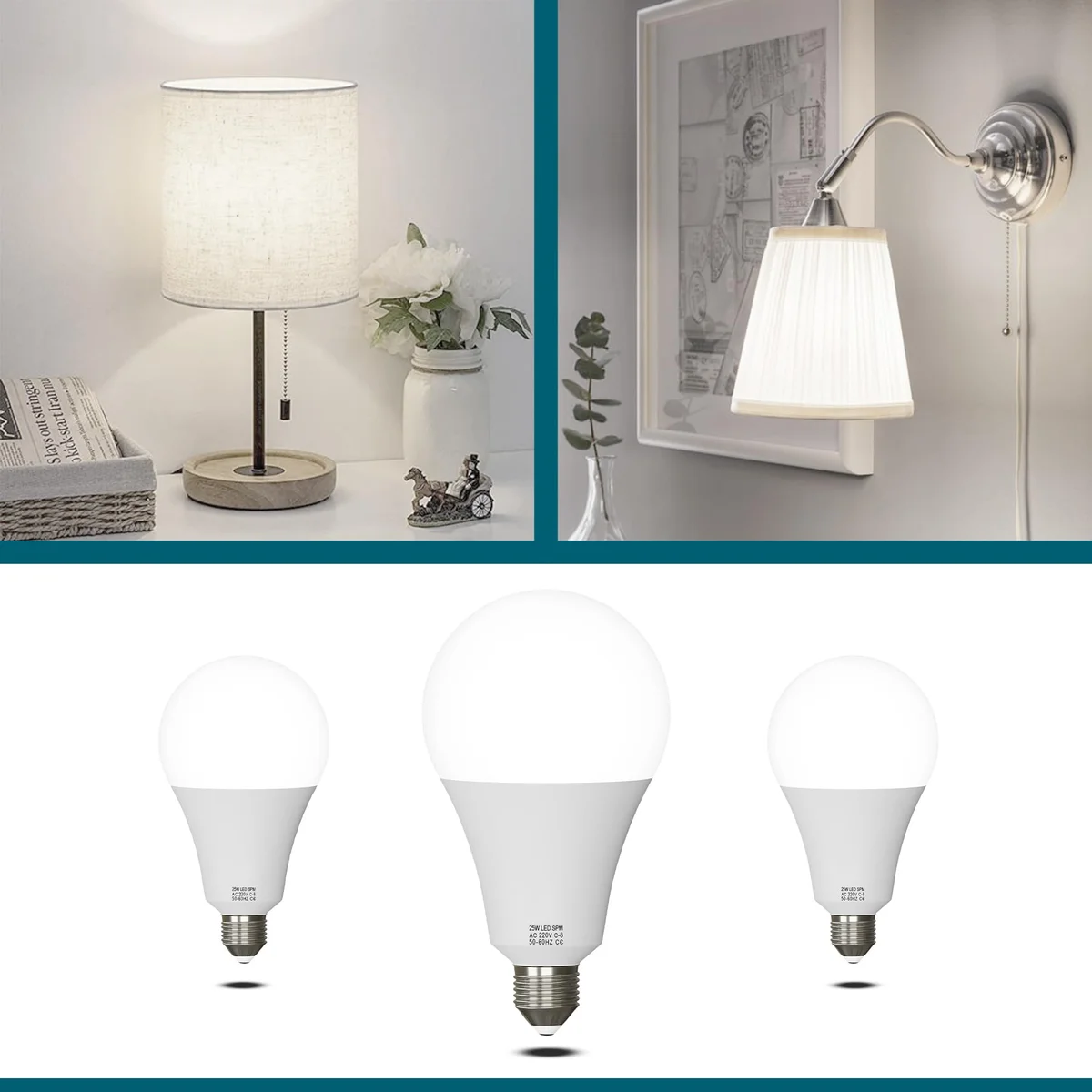 A60 LED light bulb with B22 base glowing bright cool white 6400K, energy-saving 7W LED bulb for indoor use