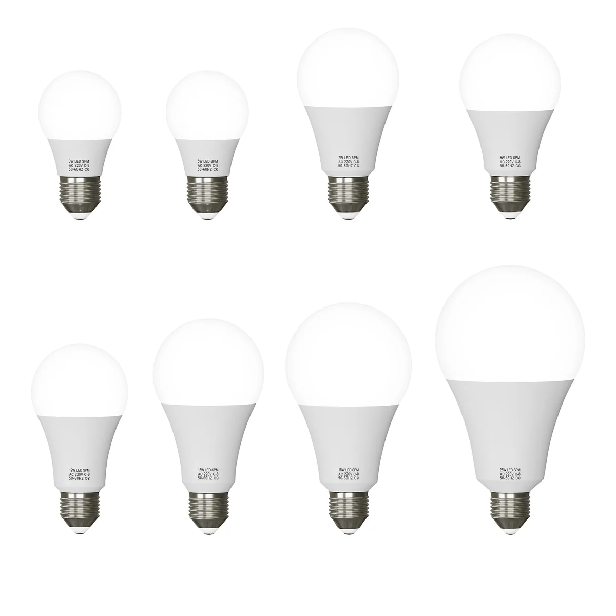 Single 7W B22 LED bulb with A60 shape emitting cool white 6400K light, non-dimmable, energy-saving design