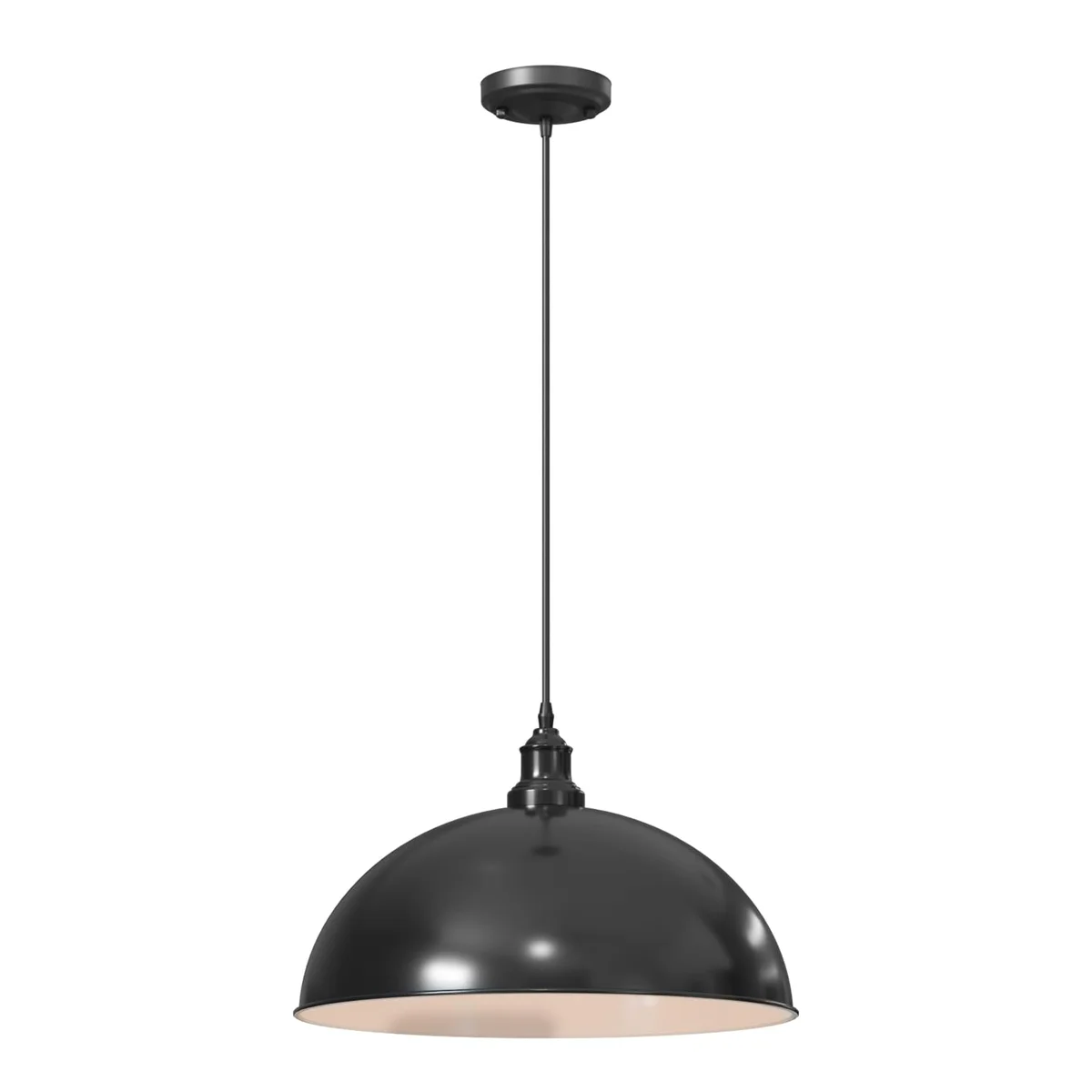 Adjustable modern ceiling light with single metal pendant lampshade, ideal for indoor spaces like living rooms and kitchens