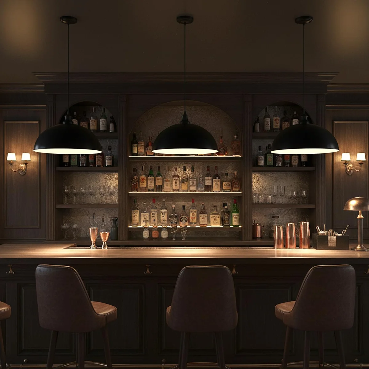 Modern metal indoor hanging light with adjustable ceiling fixture and single pendant lampshade in black finish