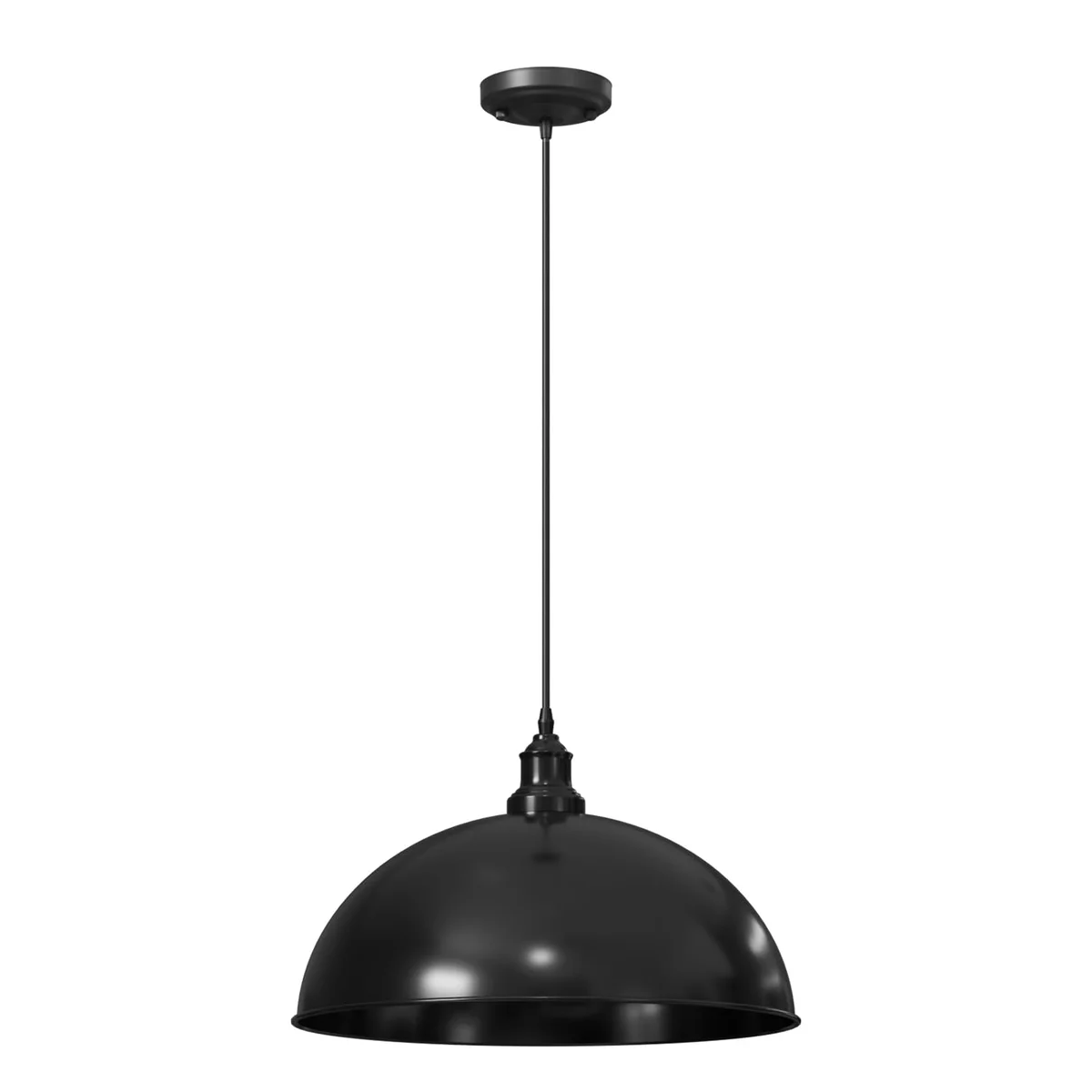 Modern adjustable hanging ceiling light with metal lampshade, single pendant fixture, suitable for indoor use