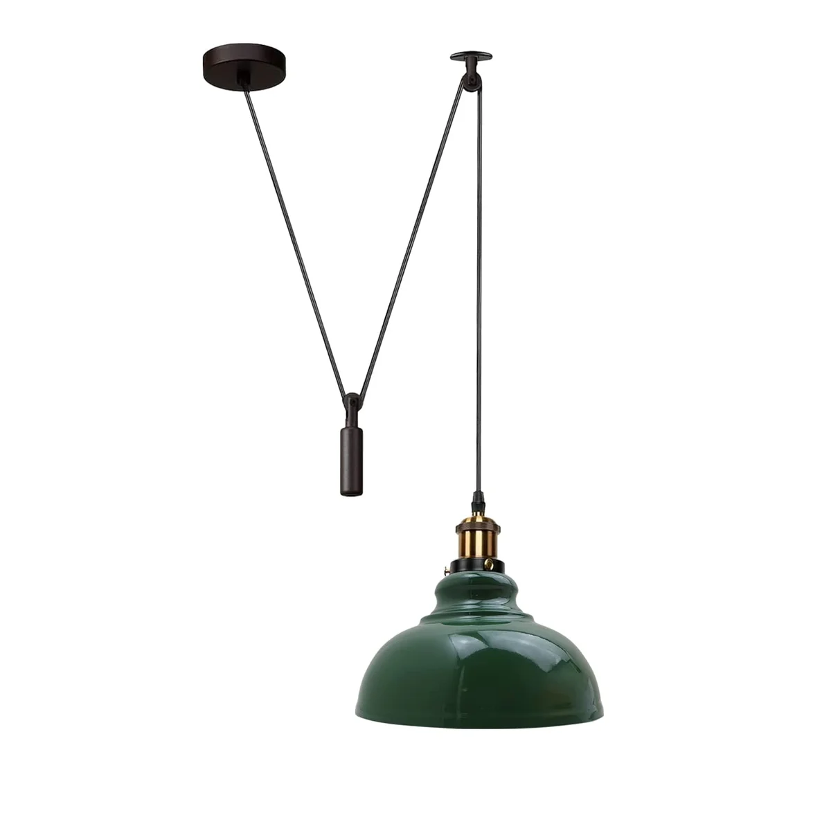 Durable metal pendant light fixture with adjustable 200cm cord and industrial-style matte finish hanging from ceiling