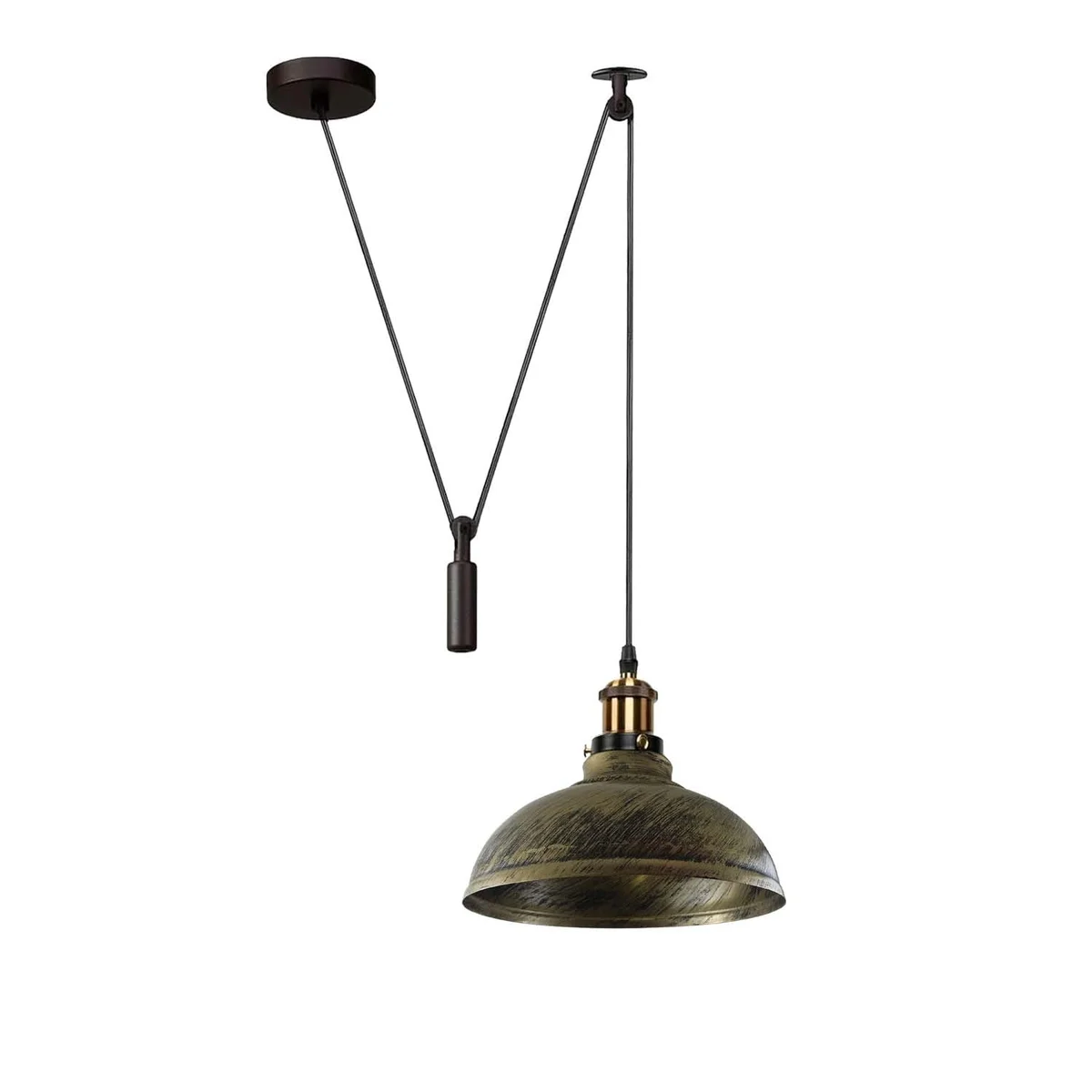 Industrial metal fade resistant pendant light with adjustable 200cm cord hanging in modern kitchen setting