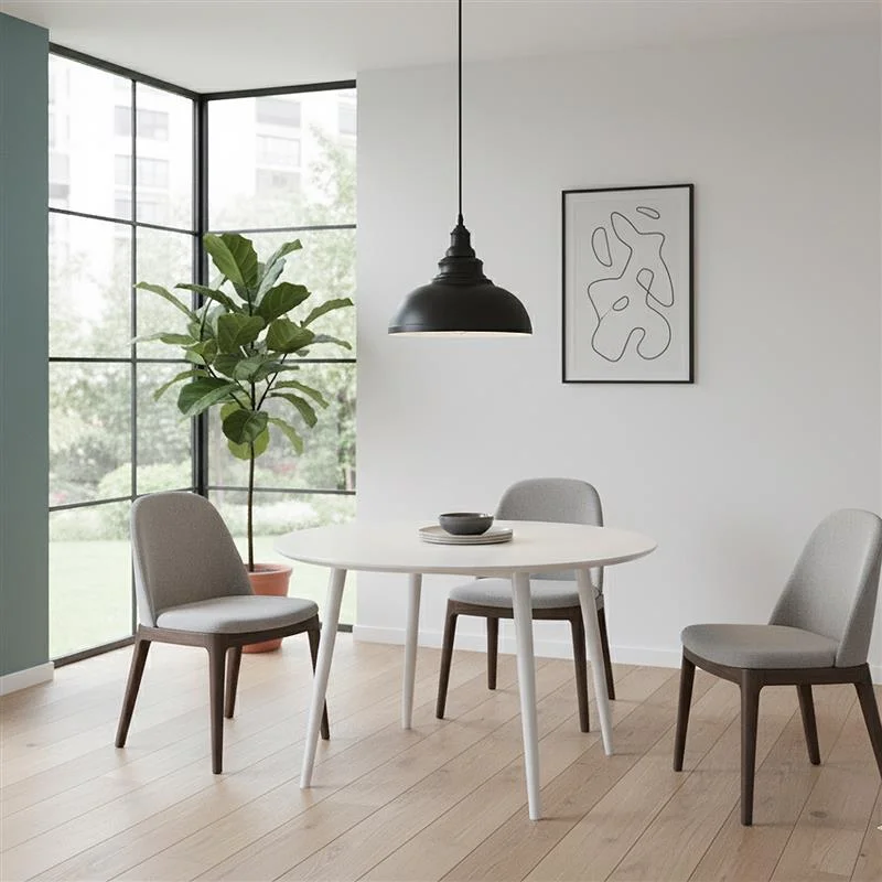 Adjustable 95cm black metal modern pendant light with E27 bulb, ceiling hanging fixture for indoor use