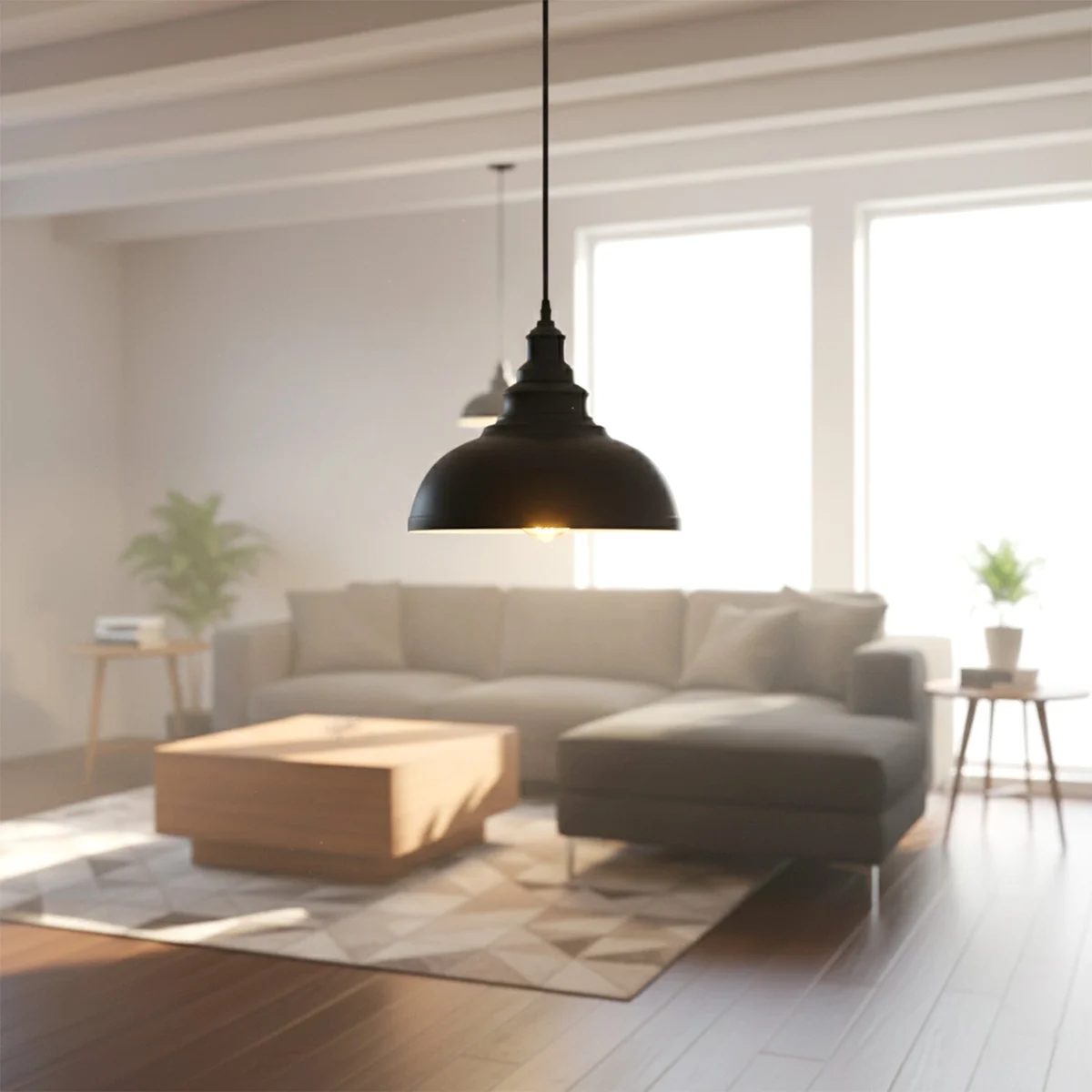 Black vintage metal indoor hanging light with adjustable 95cm cord and E27 bulb socket, modern ceiling pendant design