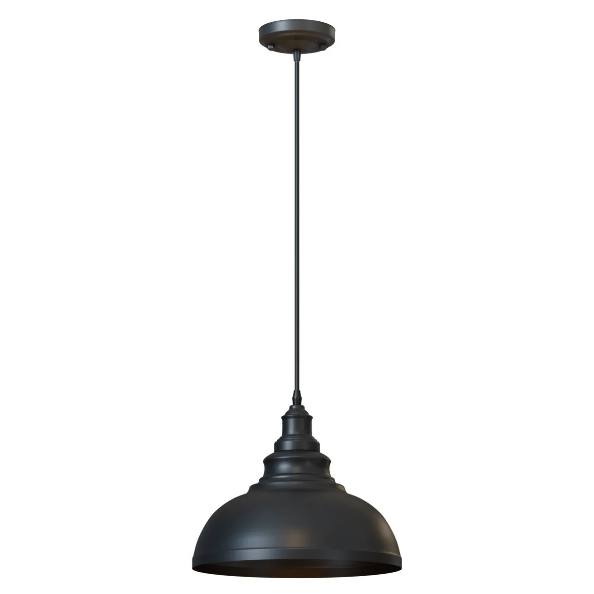 Black vintage metal adjustable pendant light with E27 bulb holder hanging from ceiling, 95cm length, modern style