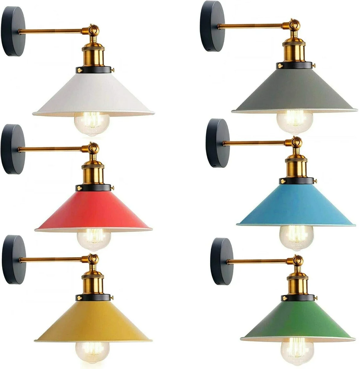 Pair of black industrial wall sconces with sleek modern design, LED compatible, wall-mounted for ambient lighting