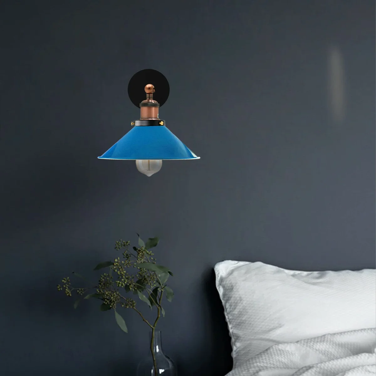 Industrial wall sconce with metal cone head, swingable arm, and modern retro style for indoor wall mounting
