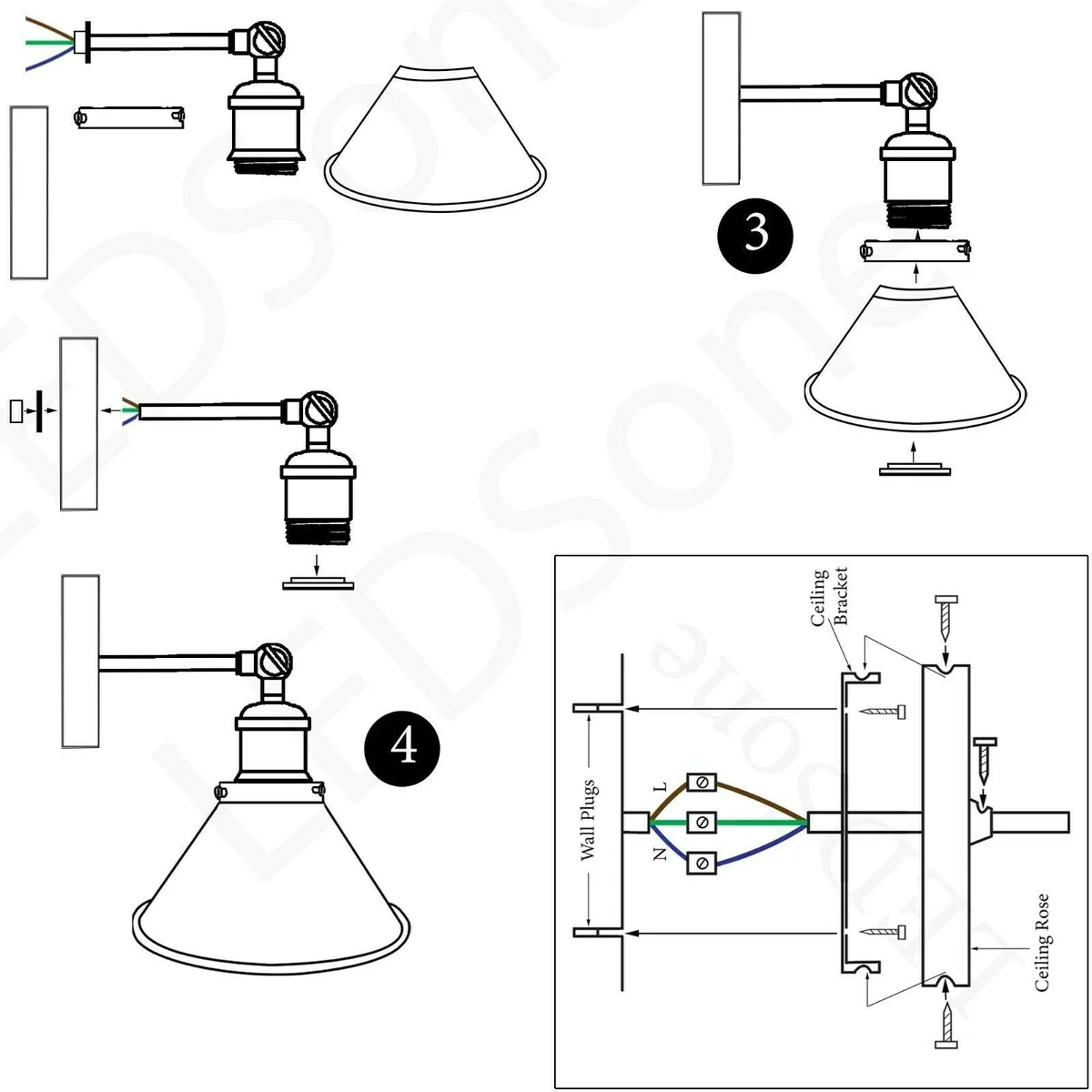 Industrial vintage cone-shaped wall sconce in metal finish, ideal indoor wall lighting with adjustable swing arm design
