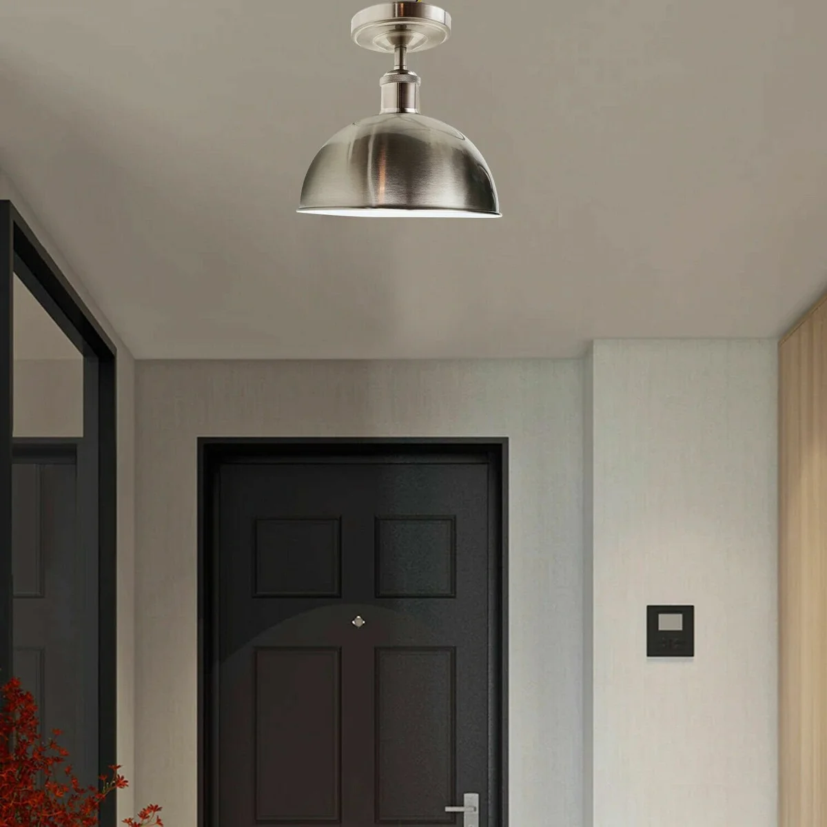 Rose gold industrial ceiling light with metal flush mount and E27 bulb holder, designed for warm home or cafe lighting