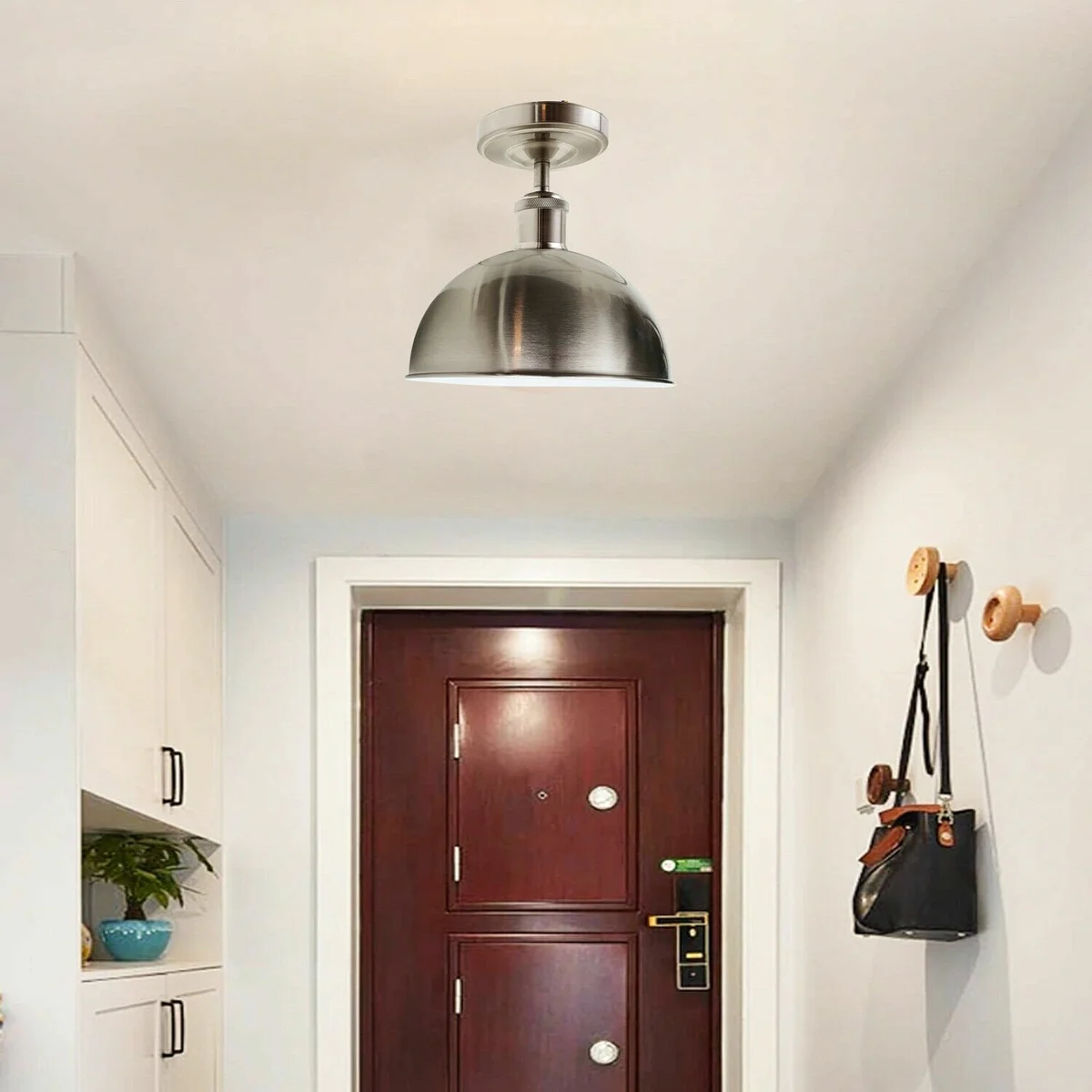 Rose gold ceiling lamp flush mount with metal base and E27 bulb holder, ideal for warm home lighting