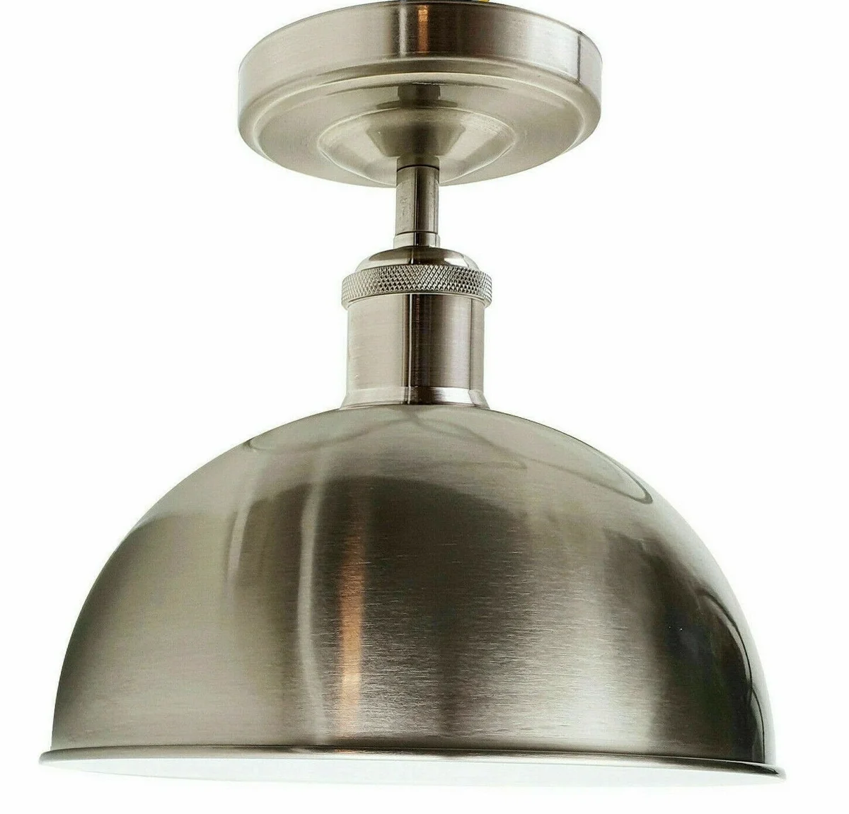 Rose gold industrial flush mount ceiling light with metal shade and E27 pendant light base, 10cm ceiling plate visible