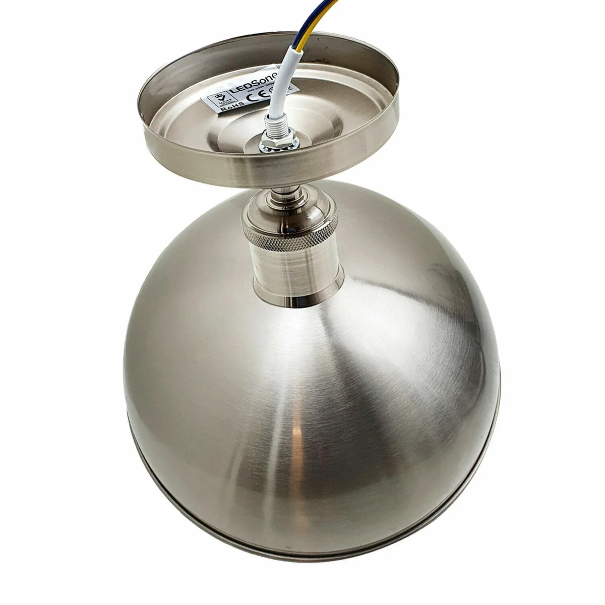 Rose gold industrial flush mount ceiling light with metal shade providing warm ambient lighting for homes and cafes