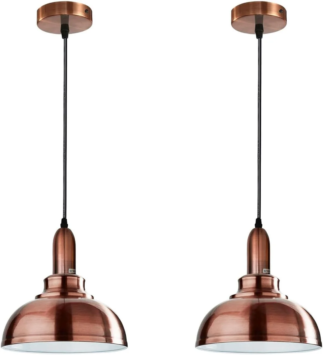 Industrial copper colour metal pendant light with adjustable cable and E27 holder, ideal modern copper light fixture for ceilings