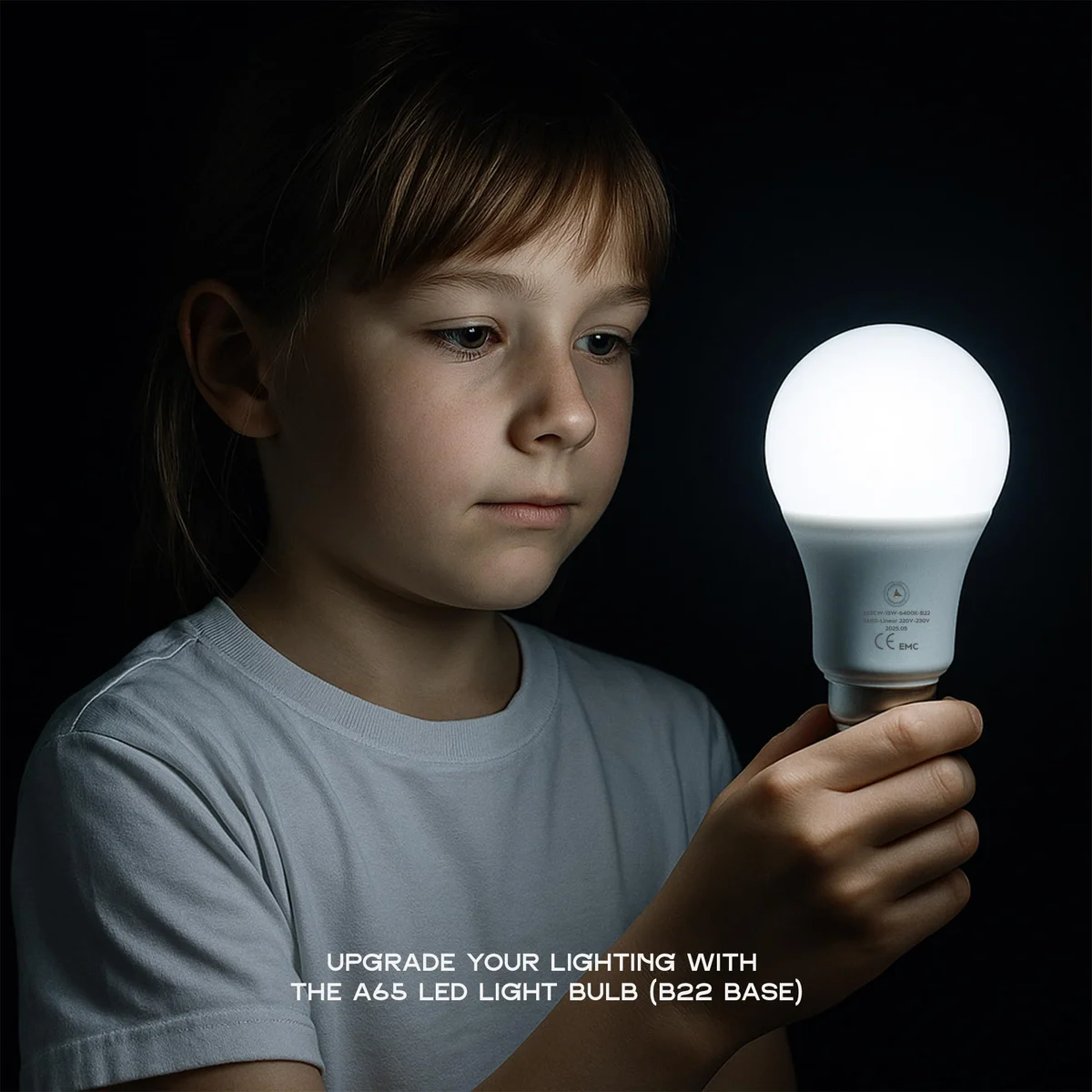 B22 A65 15W LED bulb with cool white 6400K light and B22 bayonet cap for UK fittings, energy-saving design