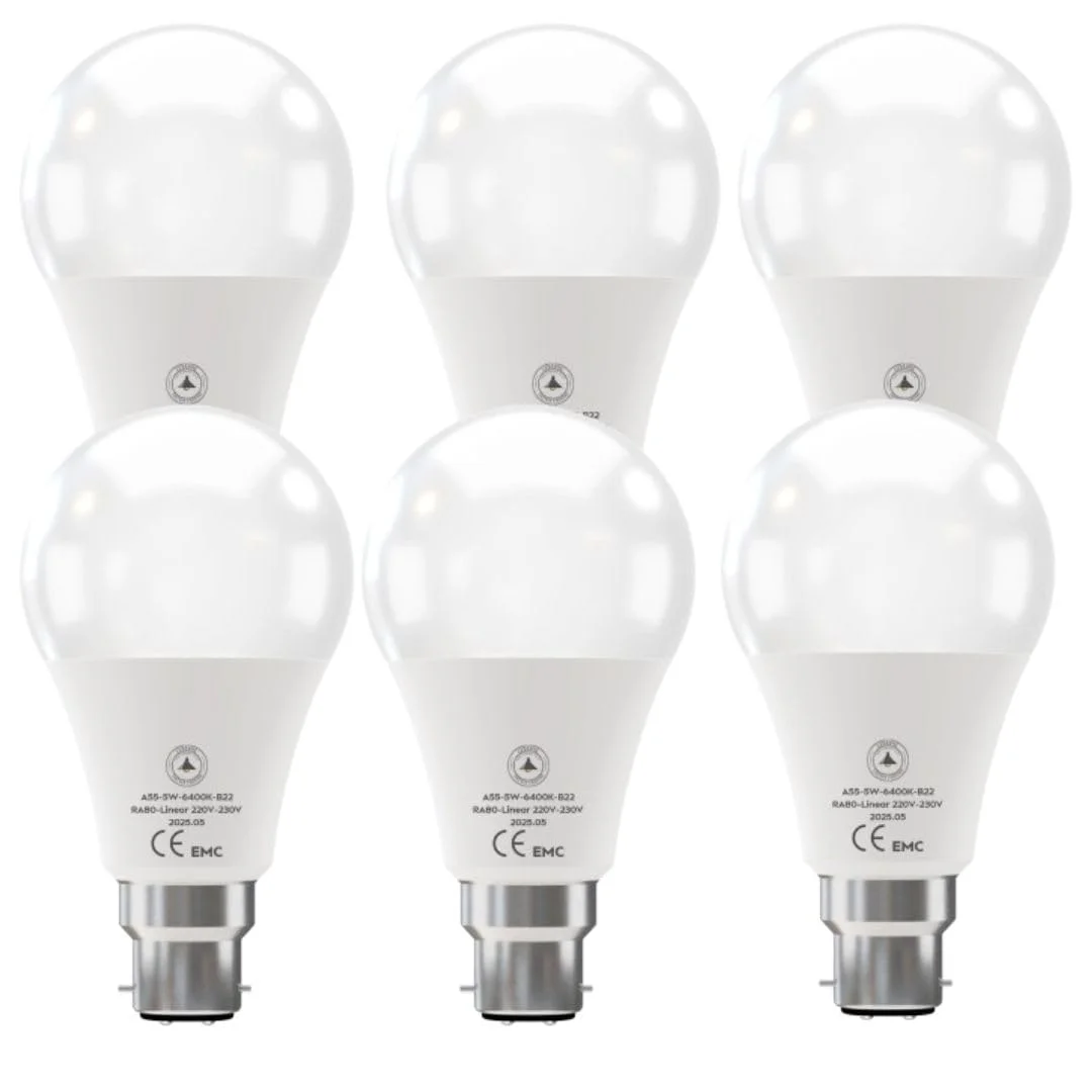 5W B22 bayonet energy efficient LED bulb globe emitting cool white light with PVC body and 430 lumens brightness