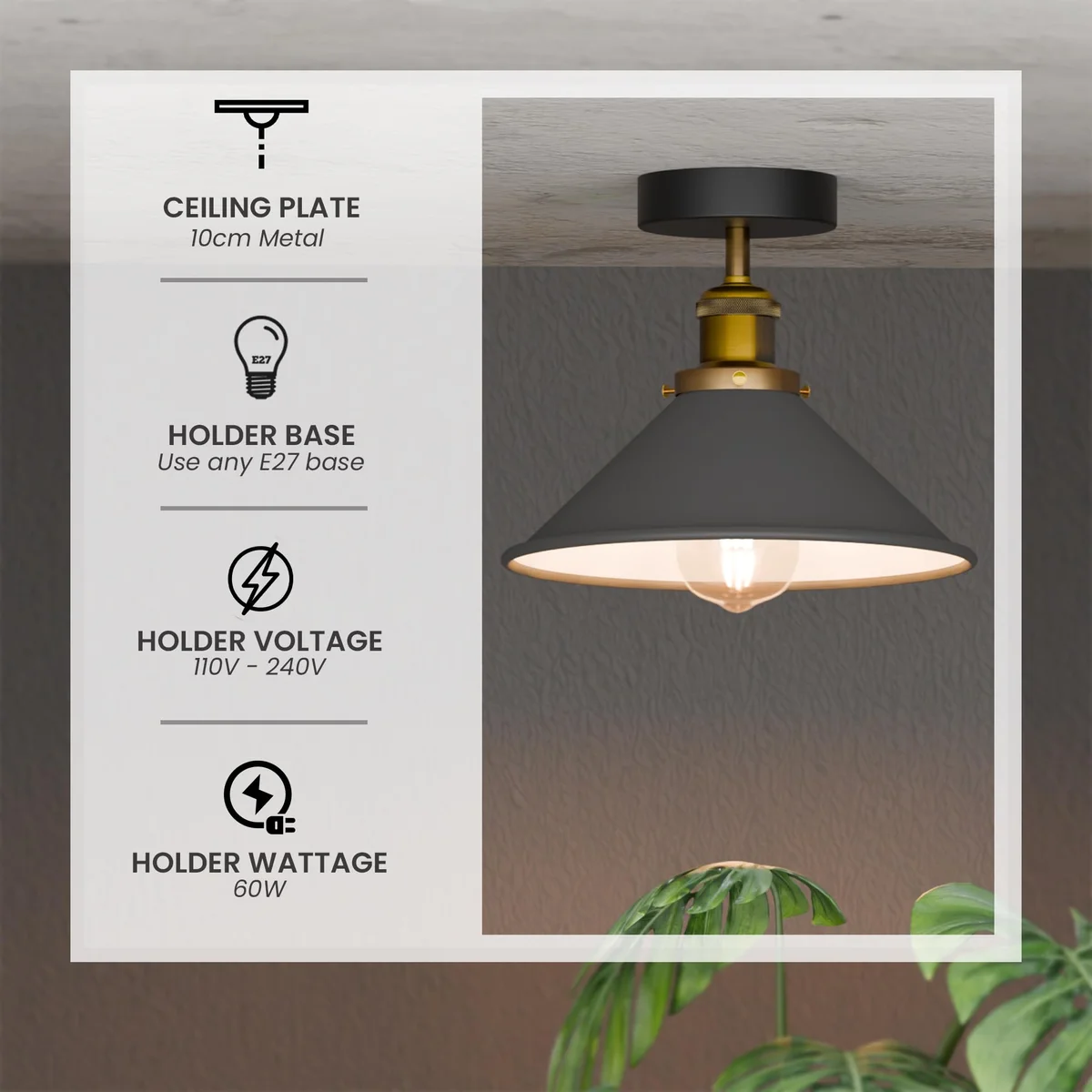 Two vintage rust resistant pendant lights with metal cone shades in brushed copper and green finishes, flush mount style