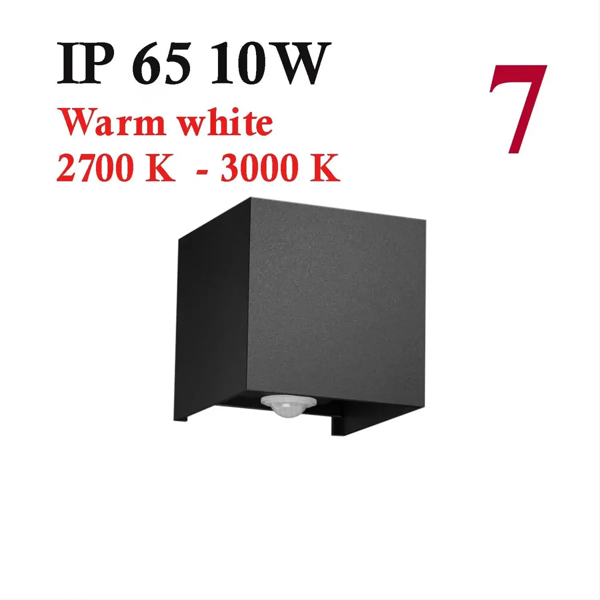 Two black square modern outdoor wall lights with warm white glow mounted on a grey wall, showing up and down light beams